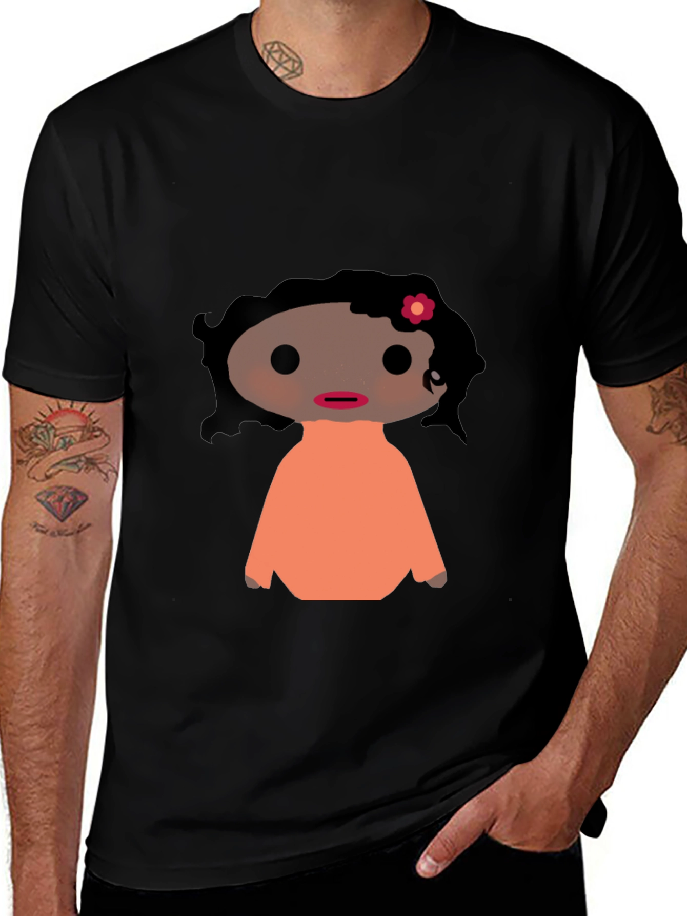 Variant 16 of Cute Cartoon Character Black T-Shirt