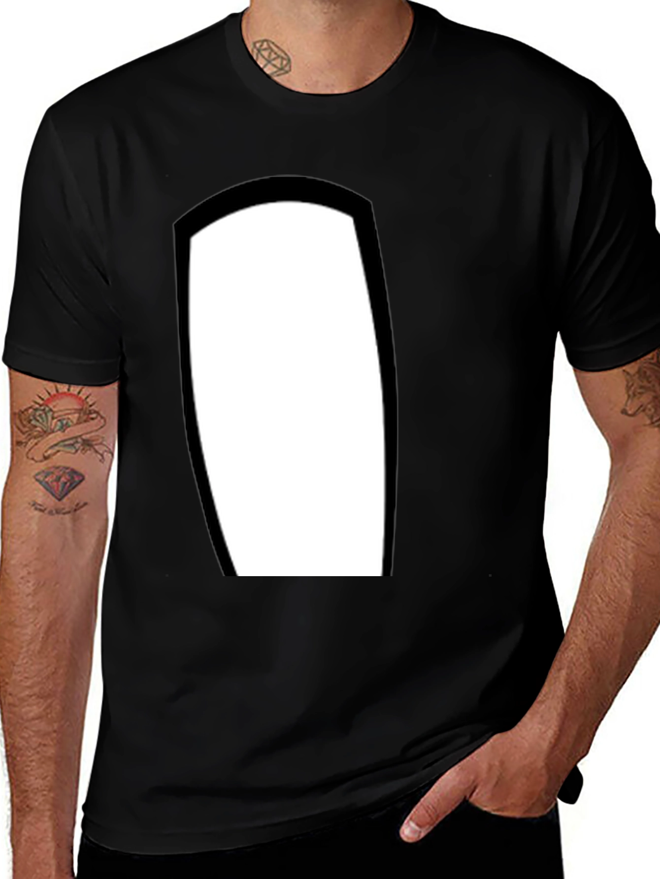 Modern Black T-Shirt with White Panel Design