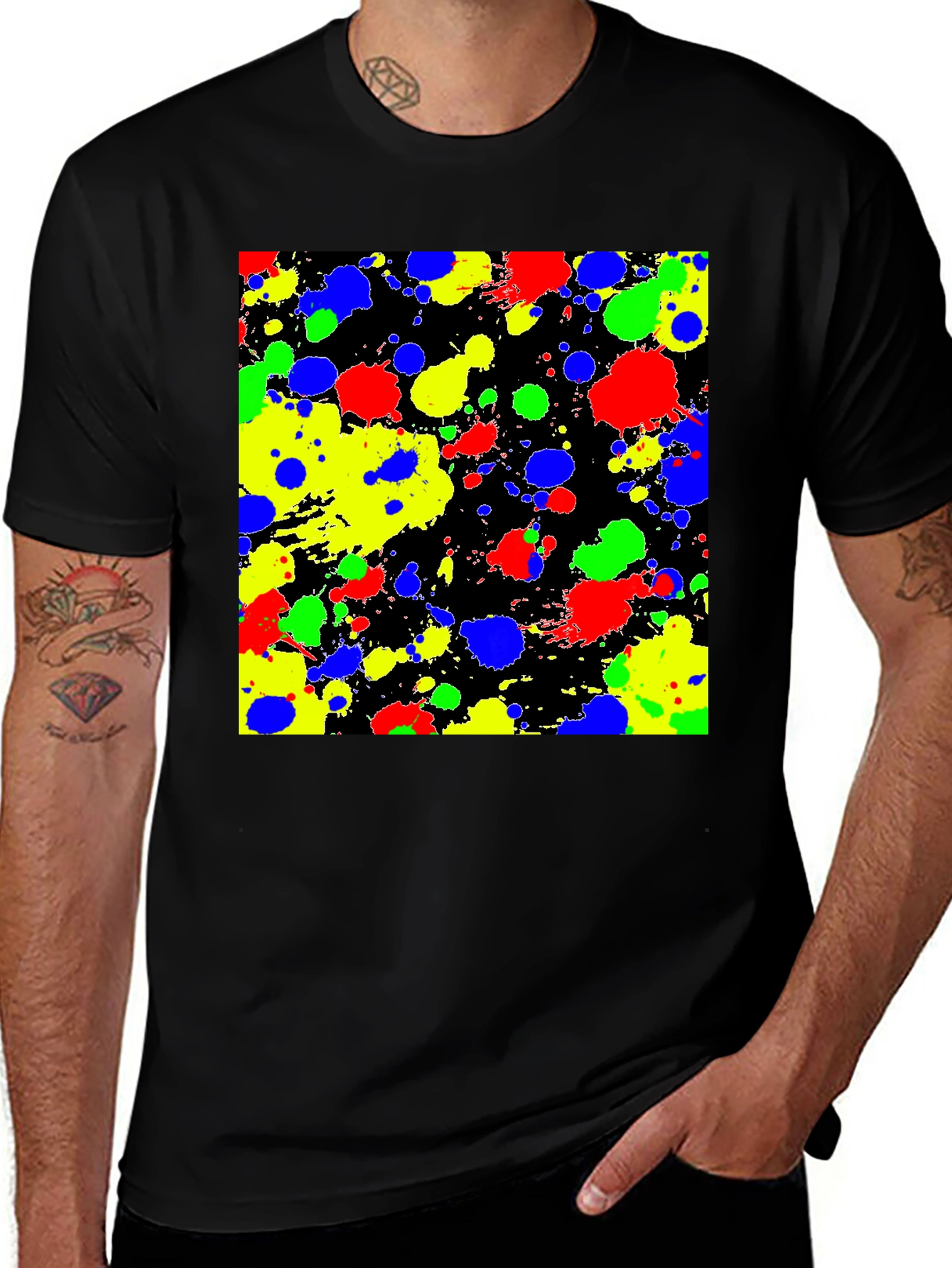 Variant 22 of Abstract Splatter Print Black T-Shirt