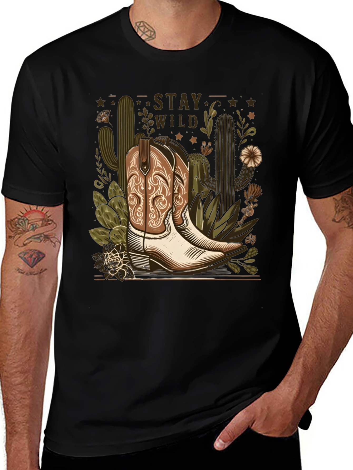 Variant 30 of Stay Wild Cowboy Boots Tee