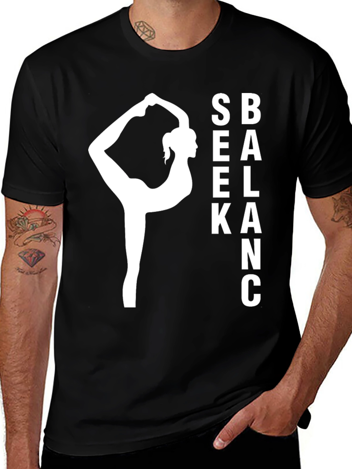 Variant 16 of Seek Balance Yoga T-Shirt - Black