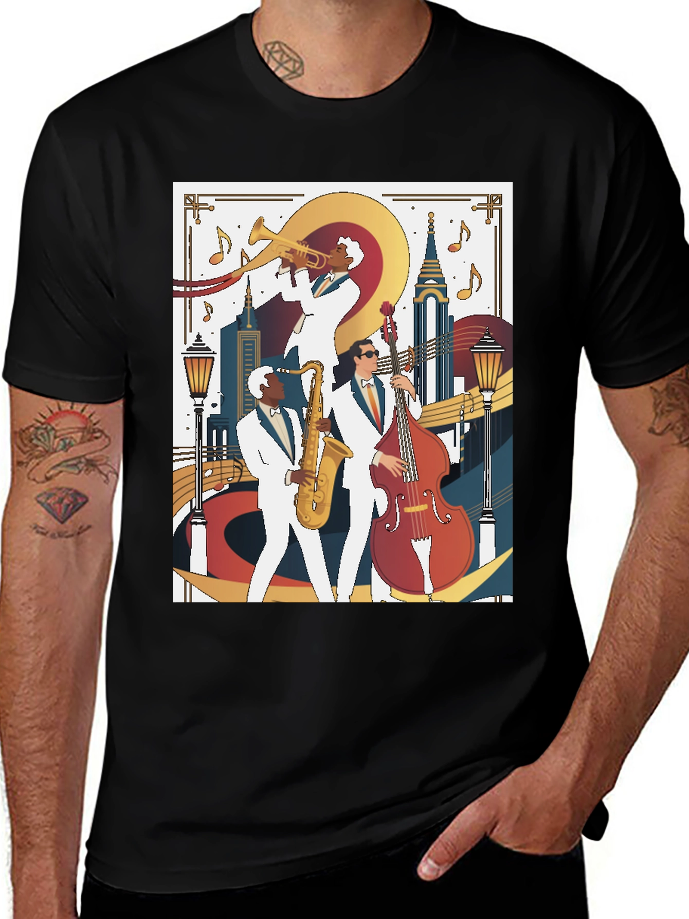 Variant 21 of Jazz Band Graphic Tee - Vintage Music Lover T-Shirt