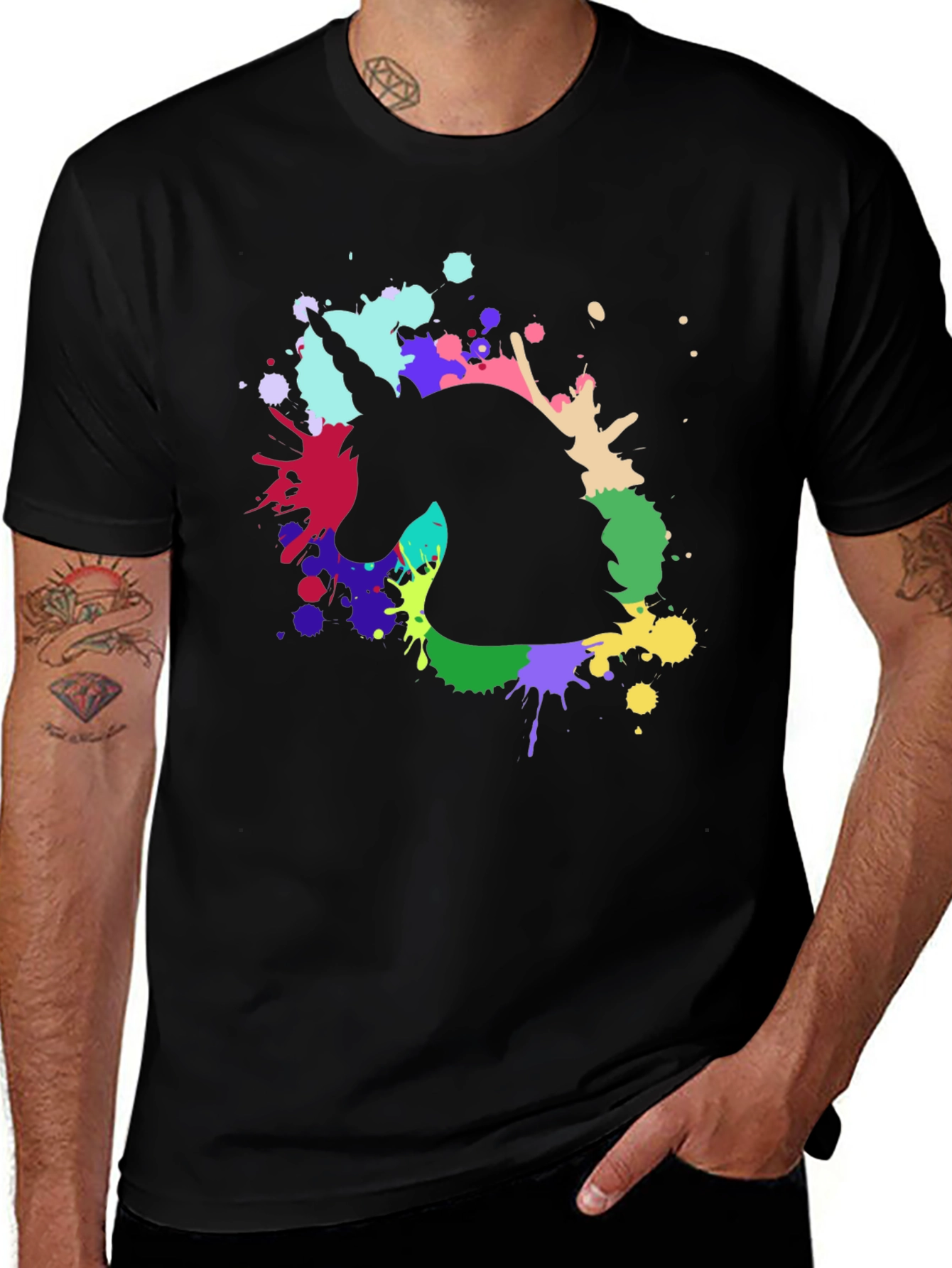 Variant 22 of Unicorn Splash T-Shirt - Black