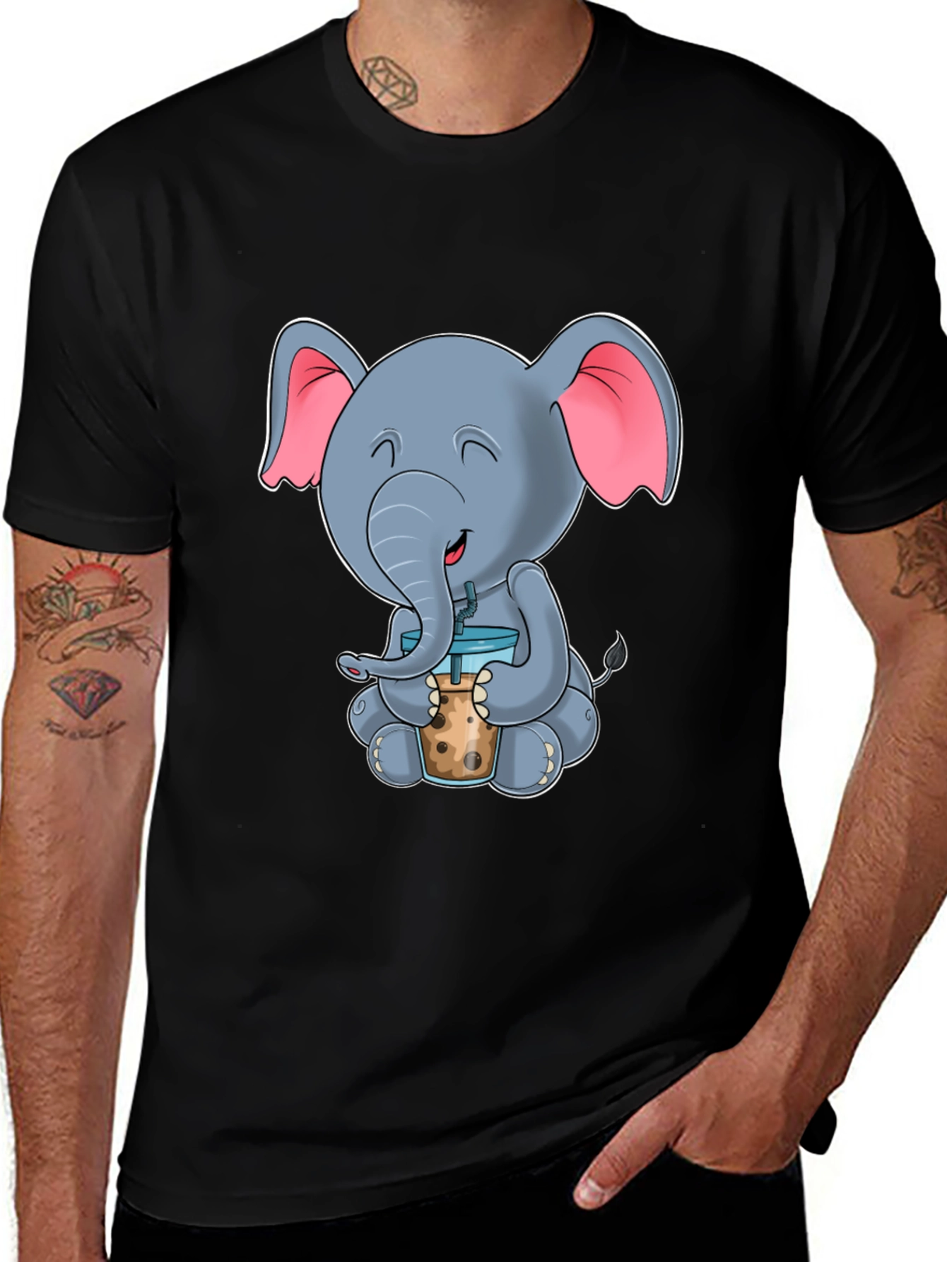 Variant 18 of Cute Elephant Bubble Tea Graphic Tee