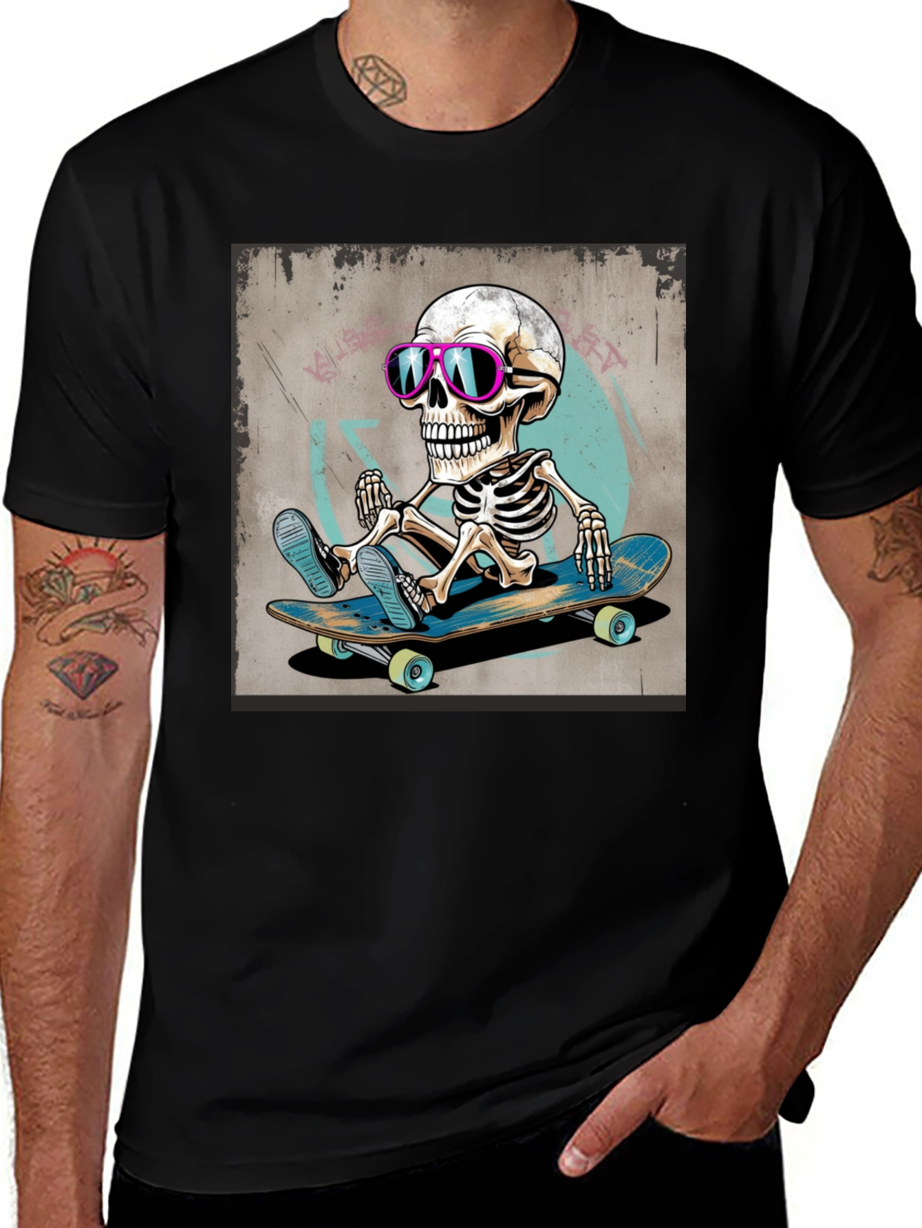 Variant 8 of Skateboard Skeleton Graphic Tee