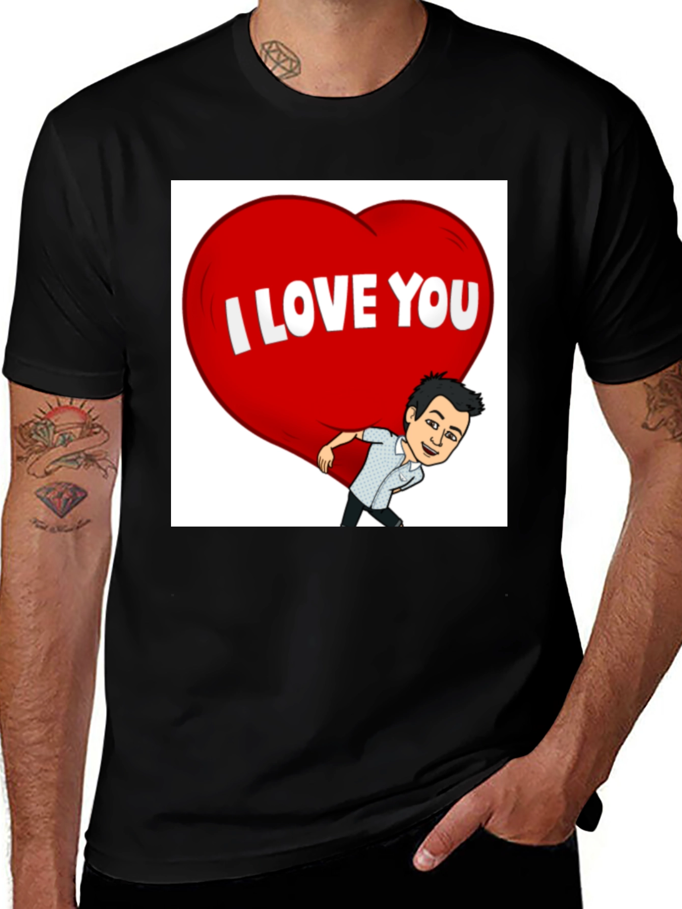 Variant 25 of I Love You T-Shirt - Cartoon Graphic Tee