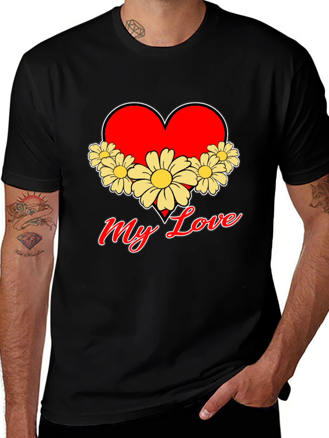 Variant 8 of My Love Heart & Flowers Graphic Tee