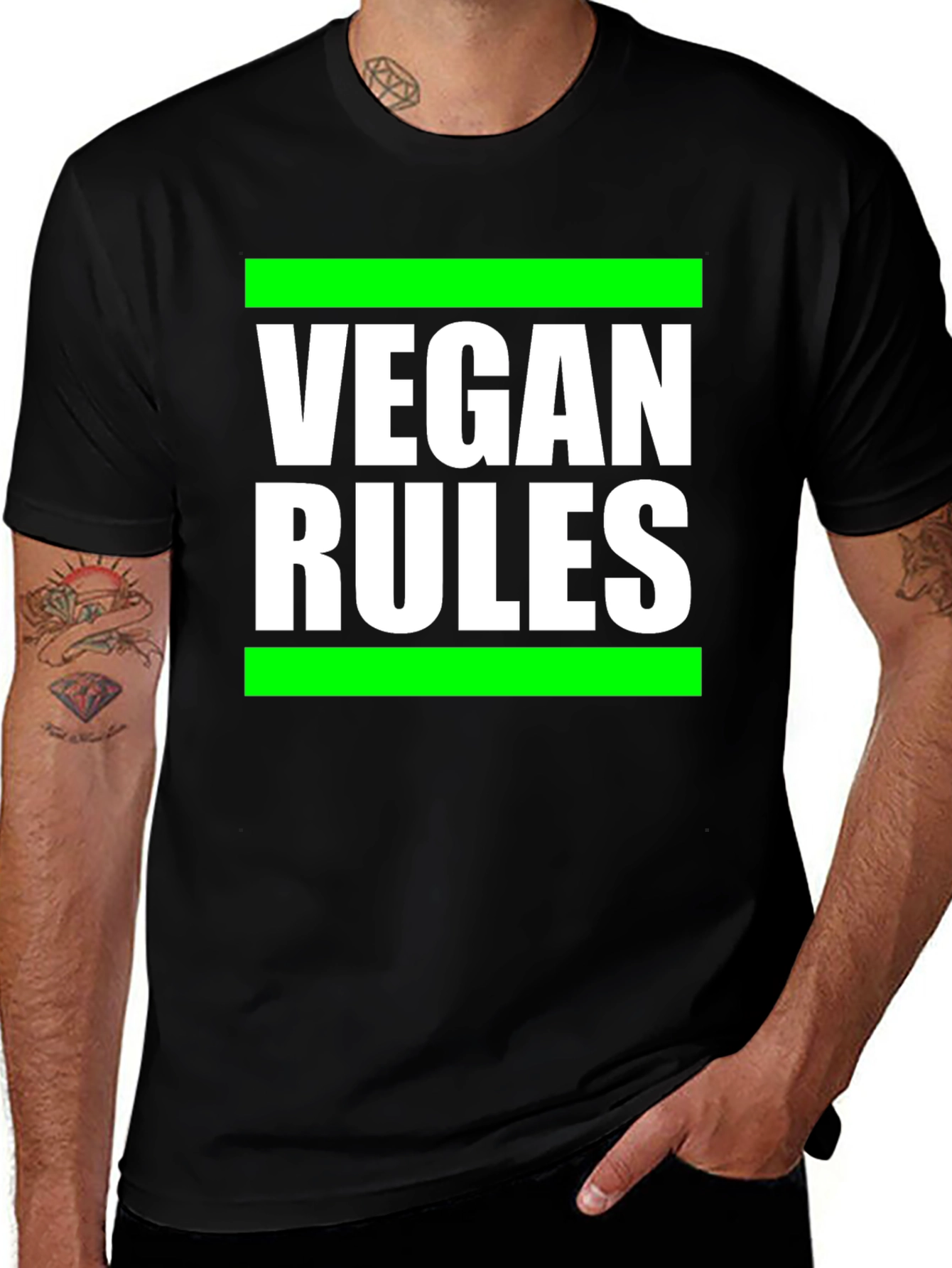 Variant 6 of Vegan Rules Graphic Tee - Bold Statement Shirt