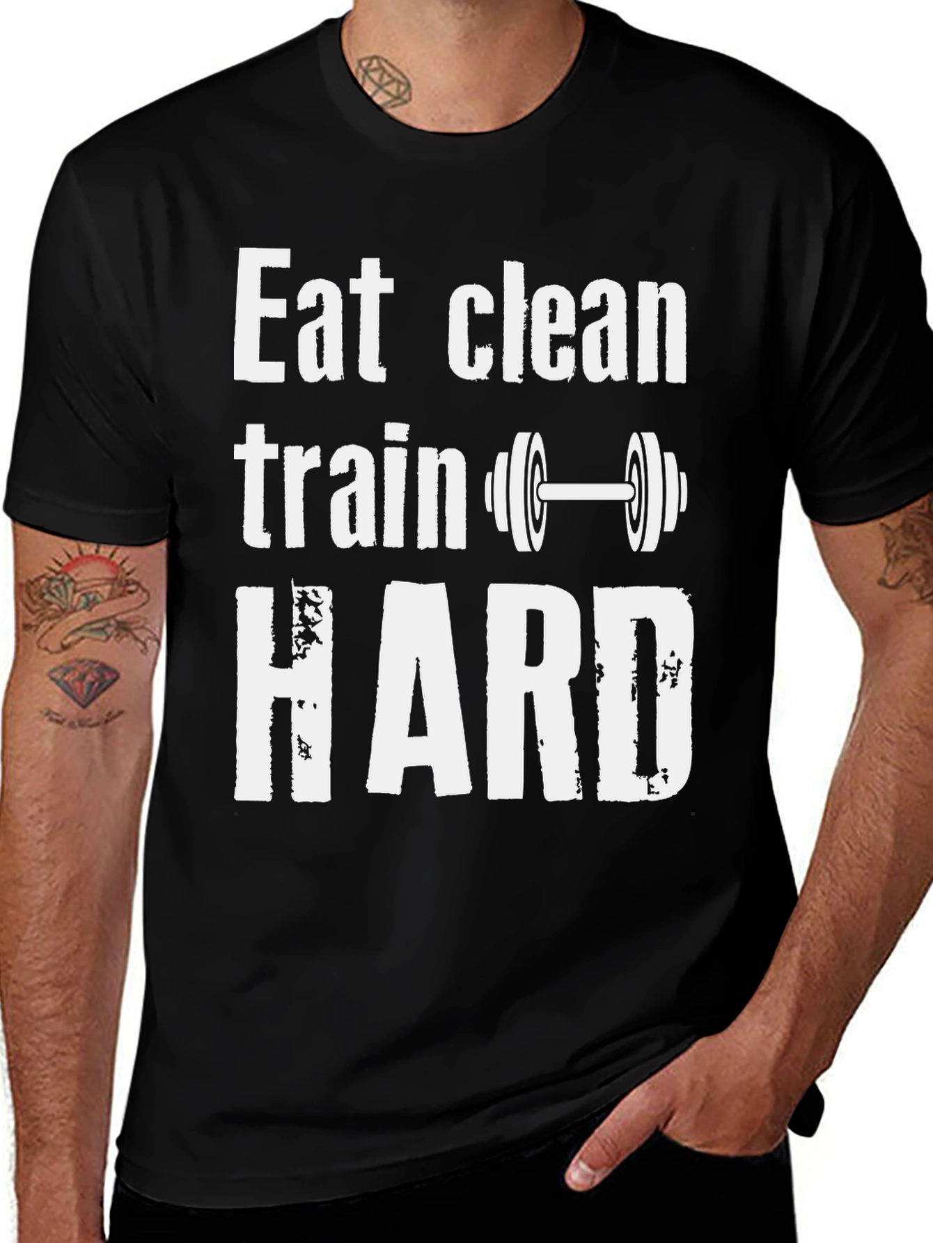 Variant 11 of Eat Clean Train Hard Graphic Tee - Black