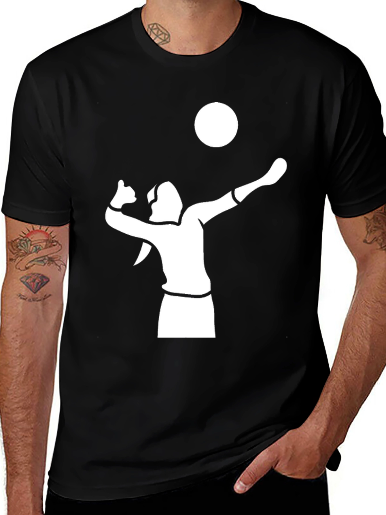 Variant 12 of Volleyball Player Graphic Tee - Black Cotton Casual Shirt