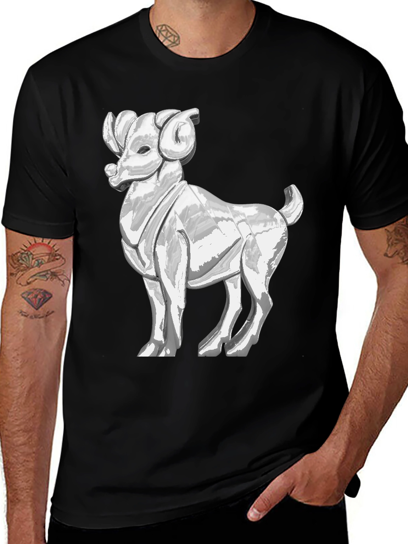 Variant 4 of Ram Graphic Tee - Bold Black Cotton