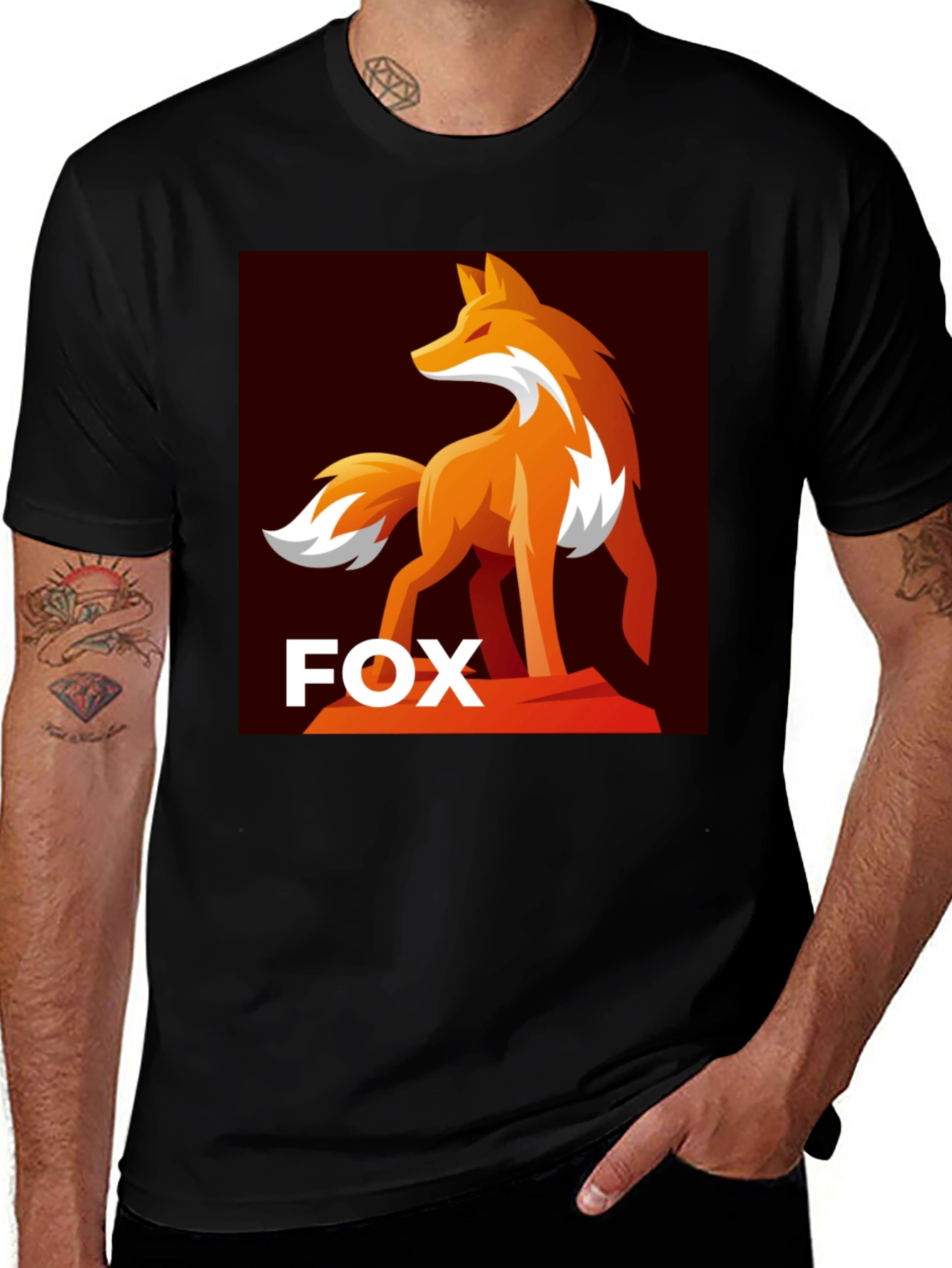 Variant 2 of Stylish Black Tee with Fox Graphic