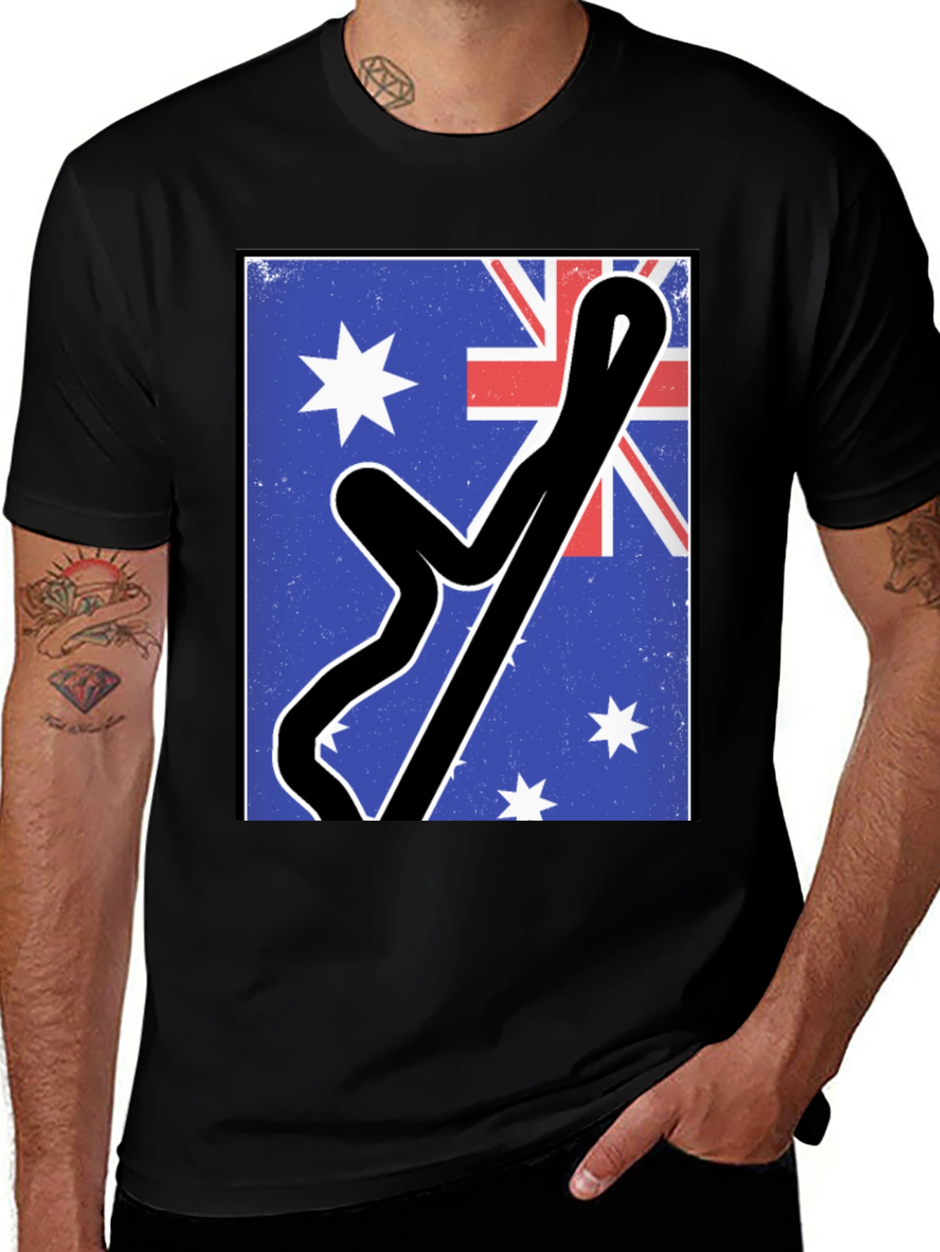 Black Australian Flag Racing Track Tee main image