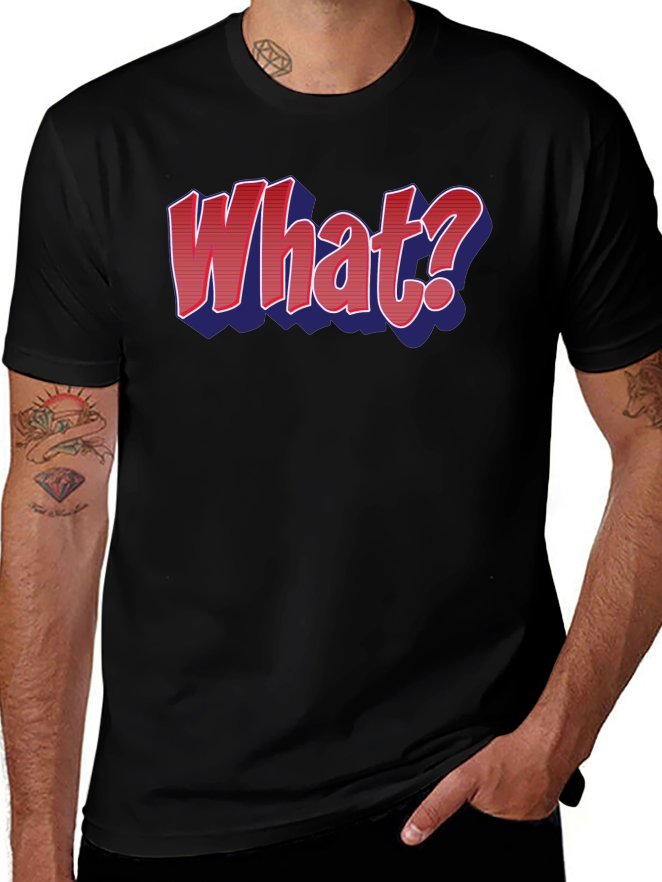 Variant 4 of Men's Black T-Shirt - What?