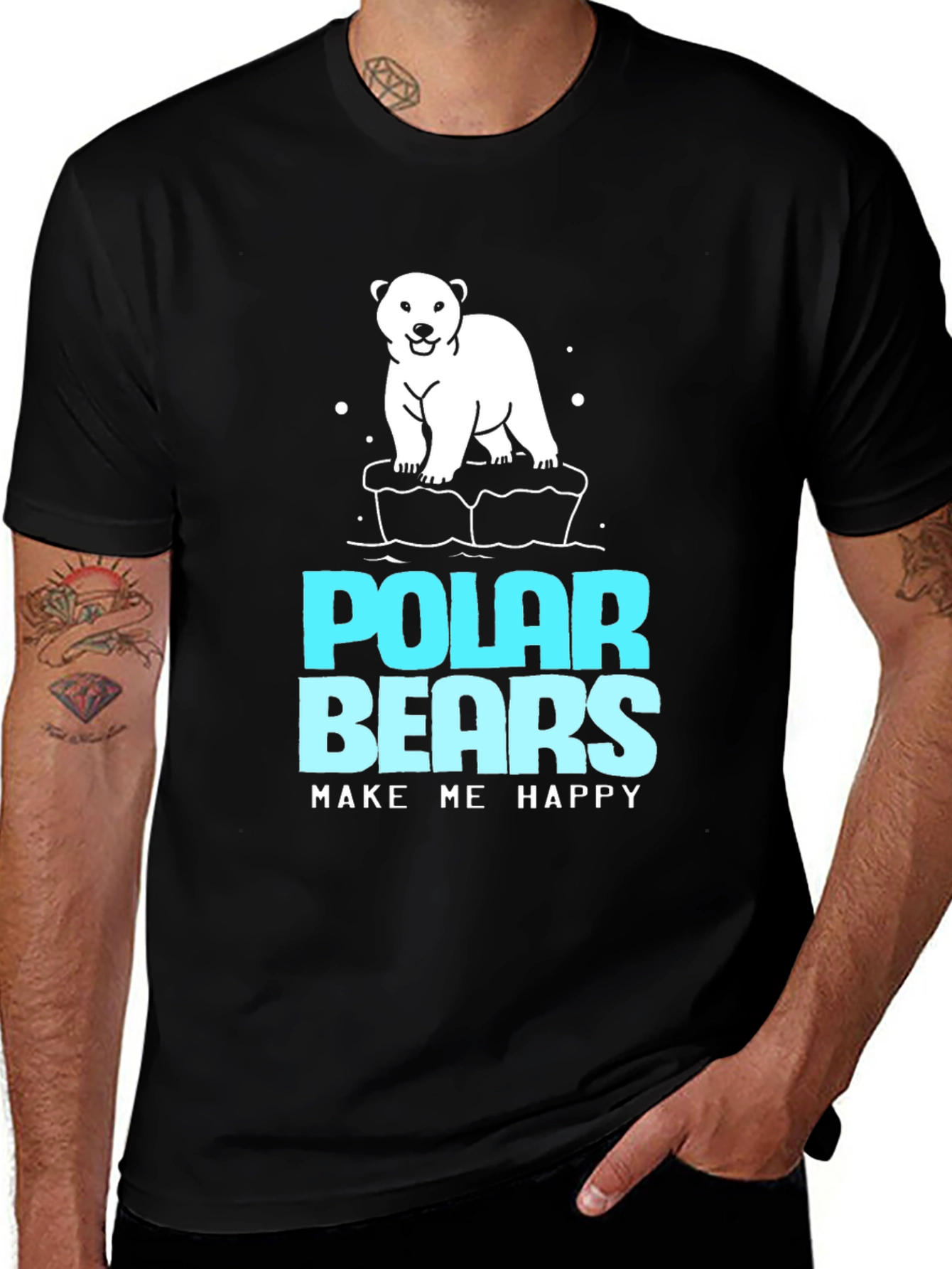 Variant 4 of Polar Bears Make Me Happy Black T-Shirt