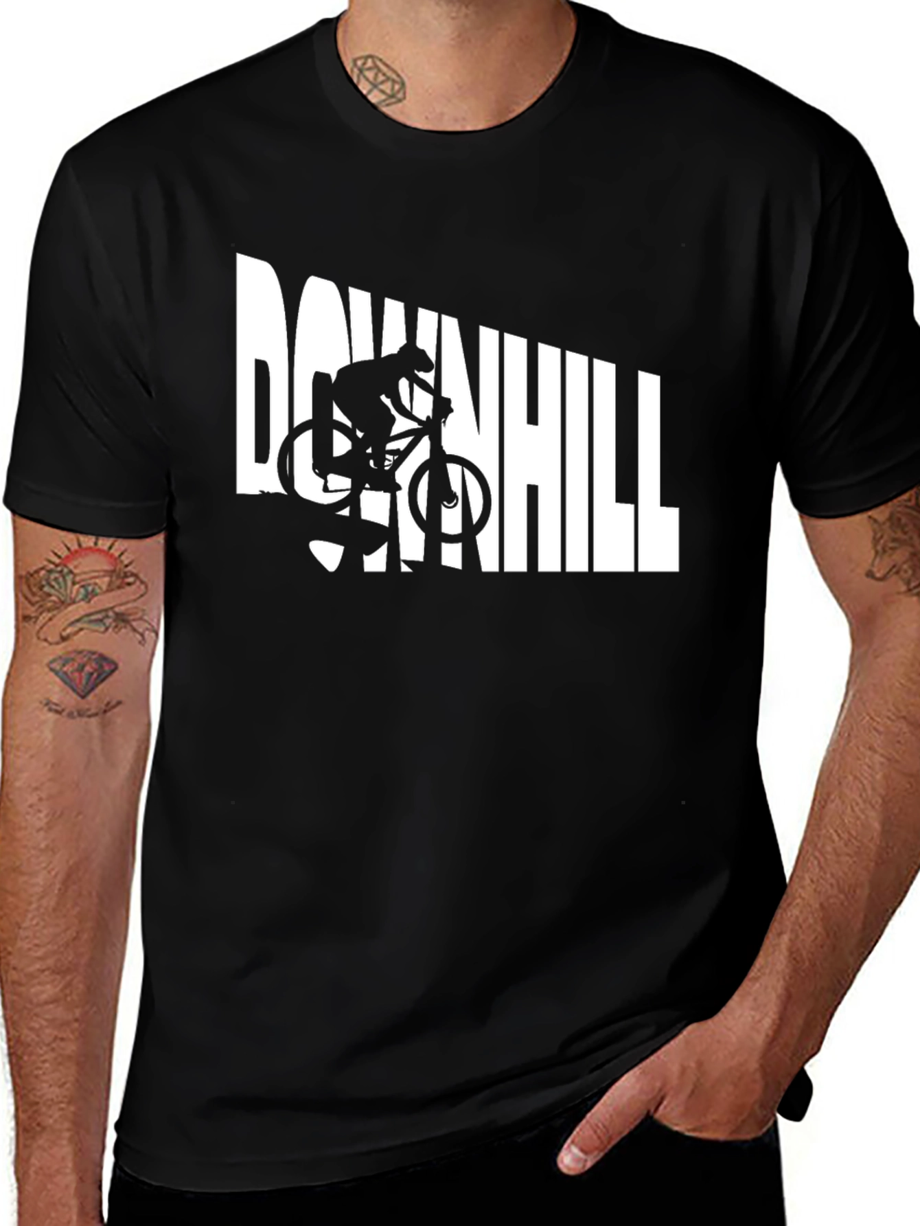 Variant 17 of Downhill Mountain Biker Black Graphic T-Shirt