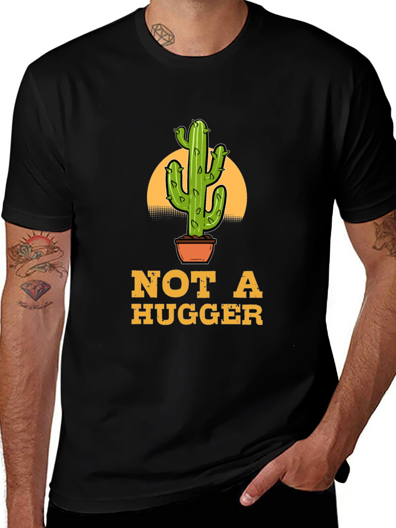 Not A Hugger Cactus Graphic T-Shirt