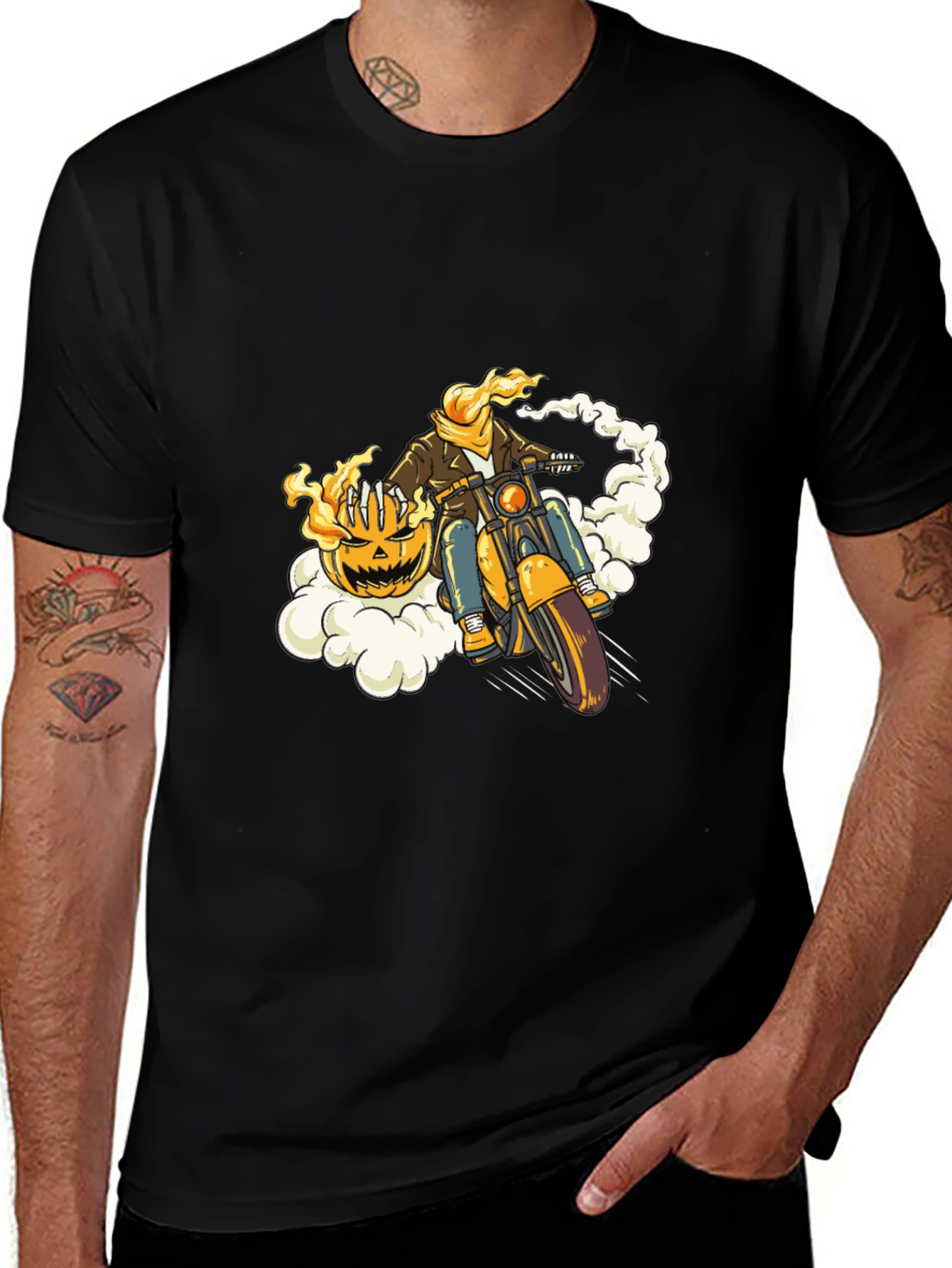 Pumpkin Rider T-Shirt - Halloween Biker Tee