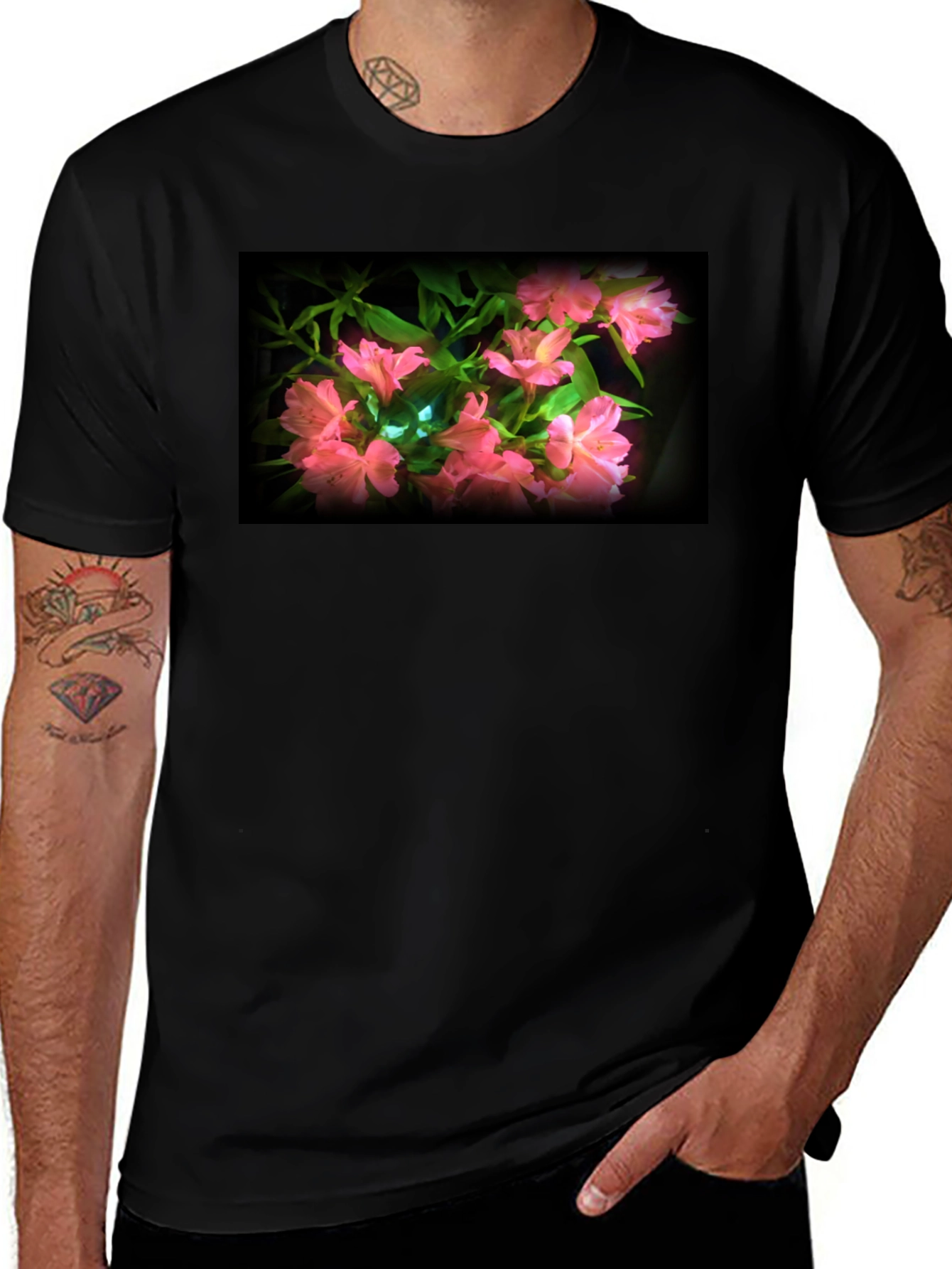 Variant 13 of Floral Graphic Black T-Shirt