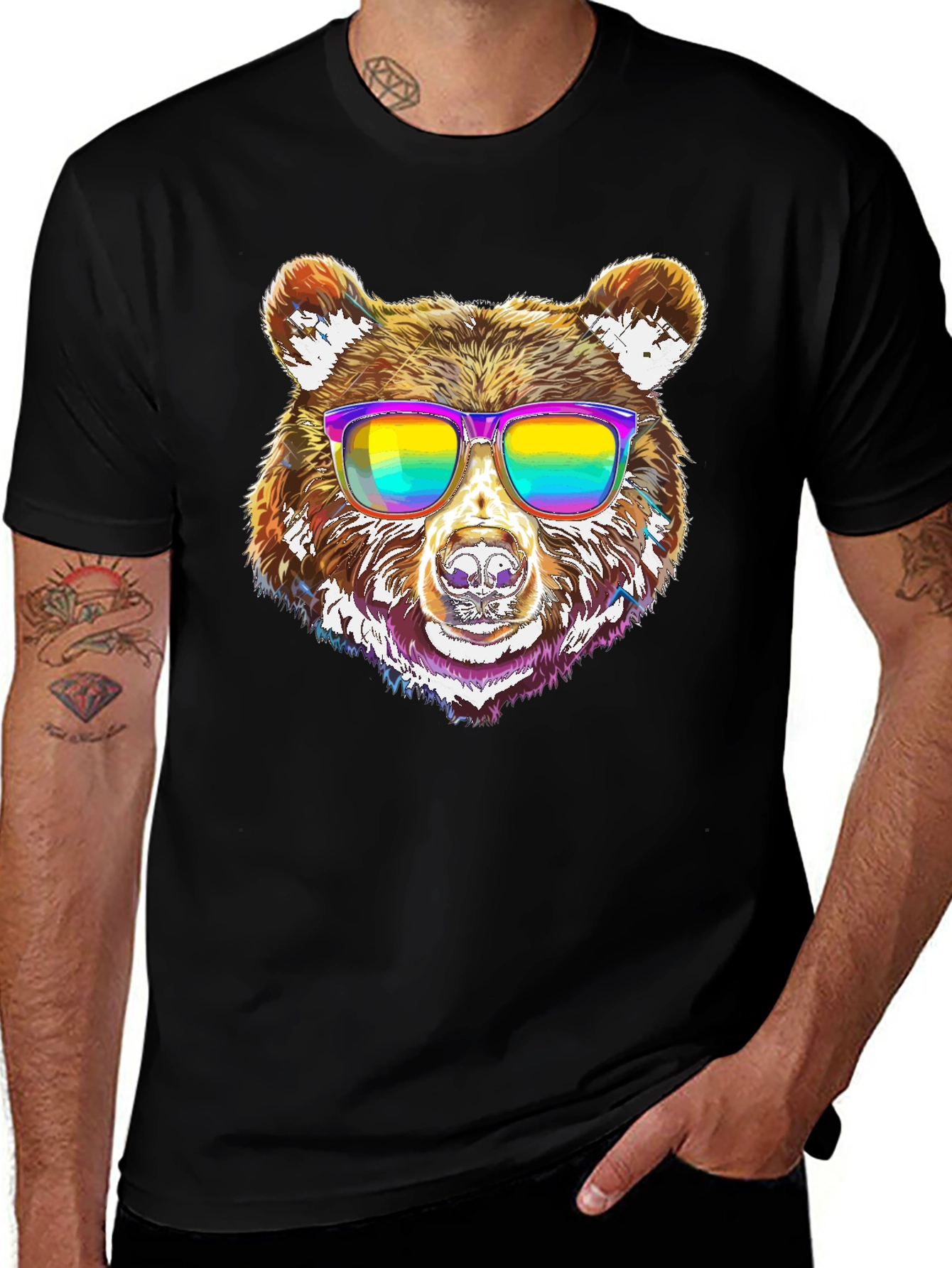 Variant 19 of Cool Bear Graphic Tee - Men's Black T-Shirt