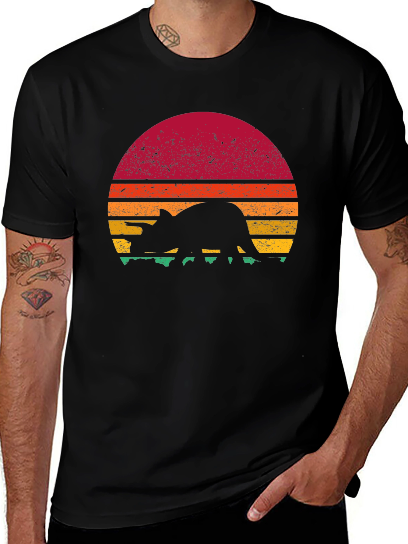 Variant 10 of Retro Dinosaur Sunset Graphic T-Shirt
