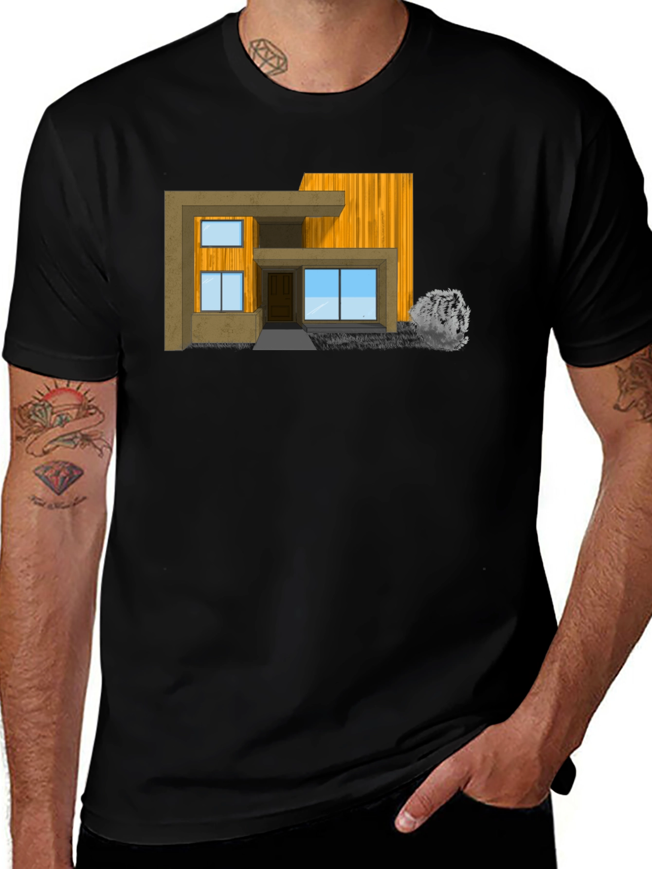 Variant 15 of Modern House Graphic Tee - Stylish Black T-Shirt