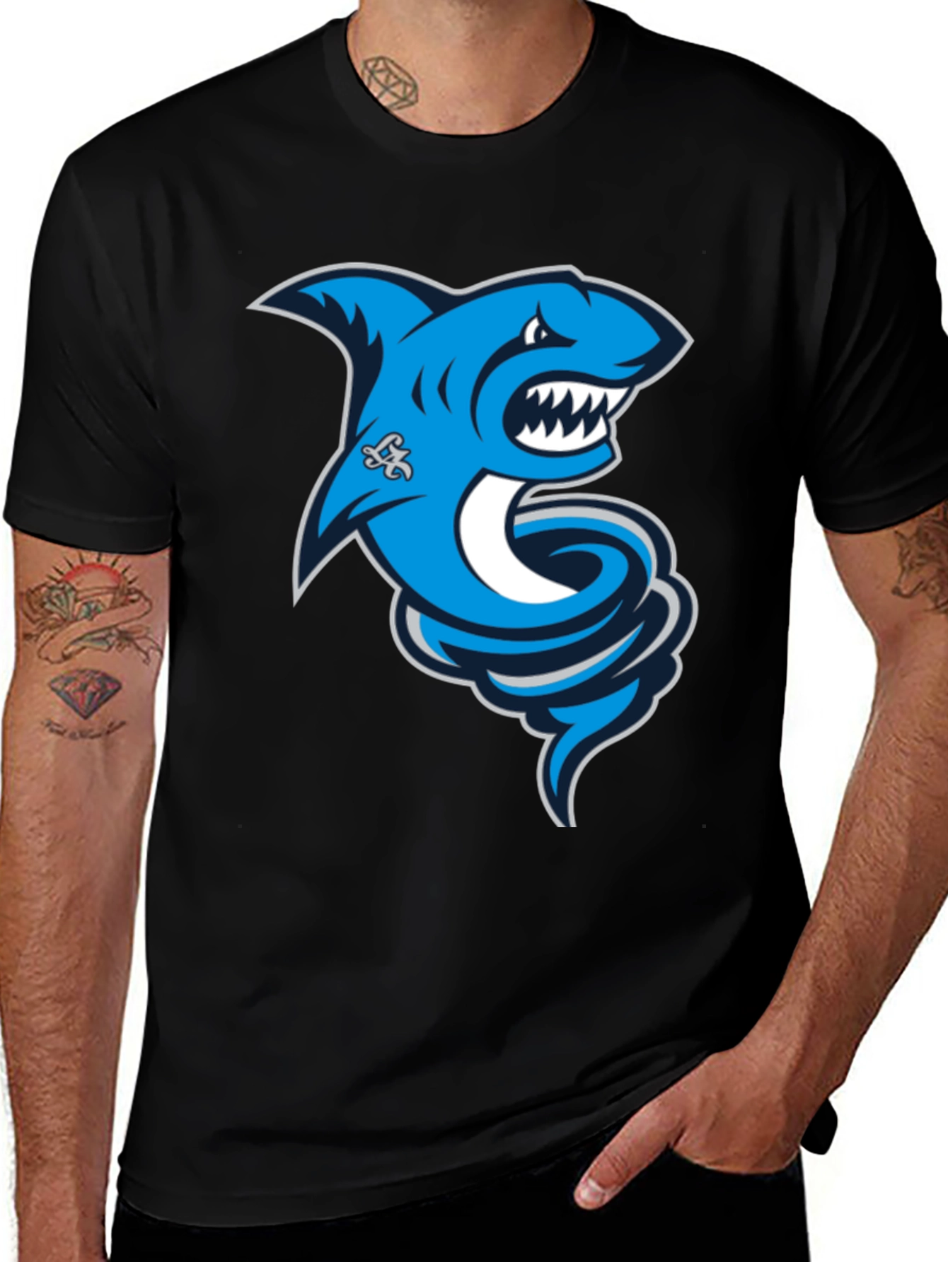 Variant 7 of Shark Tornado Graphic T-Shirt - Black