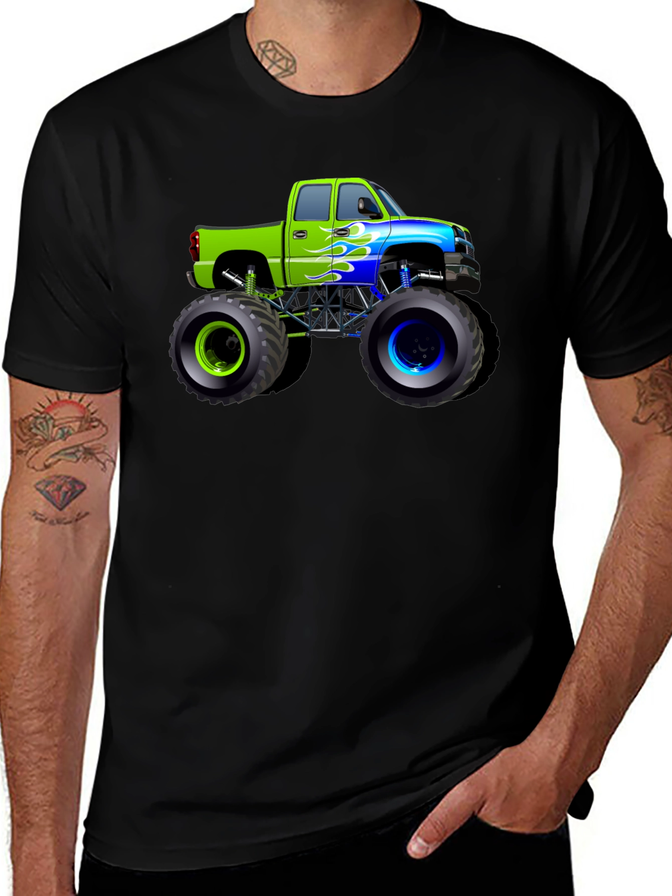 Variant 30 of Monster Truck Graphic Tee - Black Cotton Blend