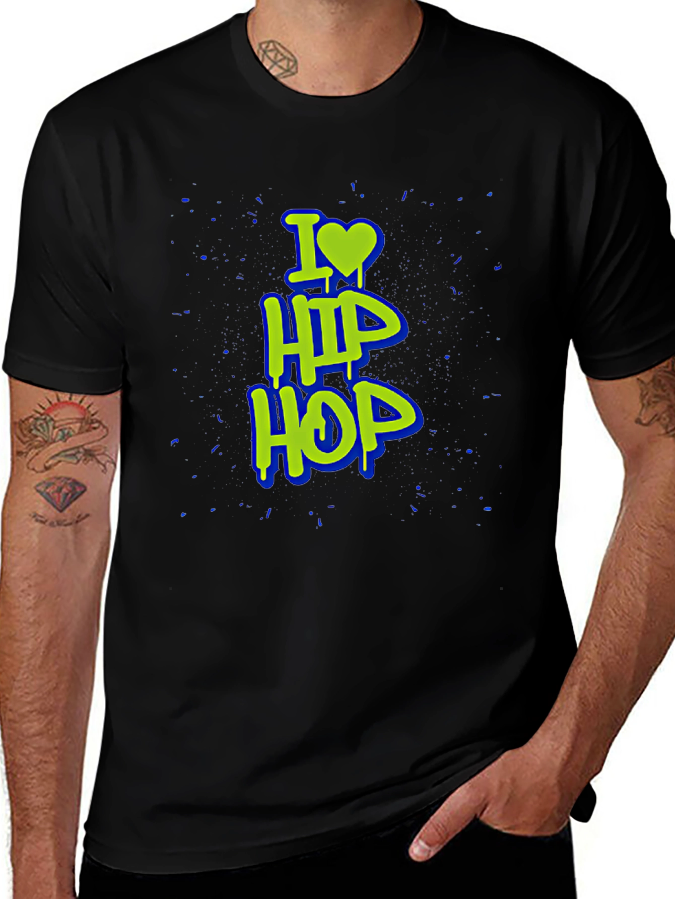 Variant 15 of I Love Hip Hop Men's Black Graphic Tee
