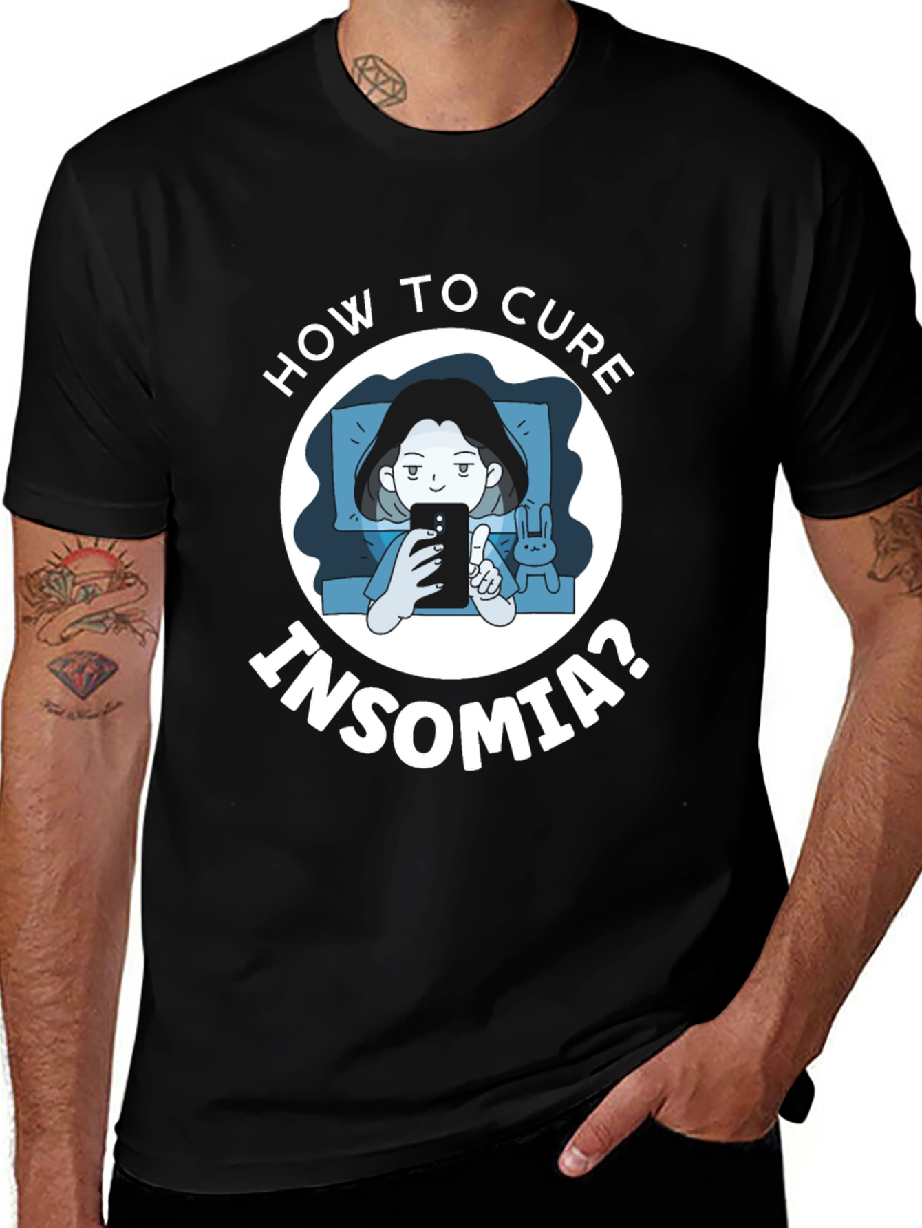 Variant 8 of Cure Insomnia Graphic Tee - Funny Sleep Shirt