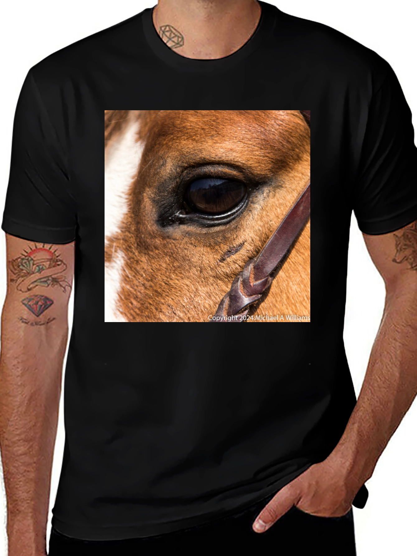 Variant 7 of Horse Eye Graphic Tee - Unique Animal Lover's Shirt