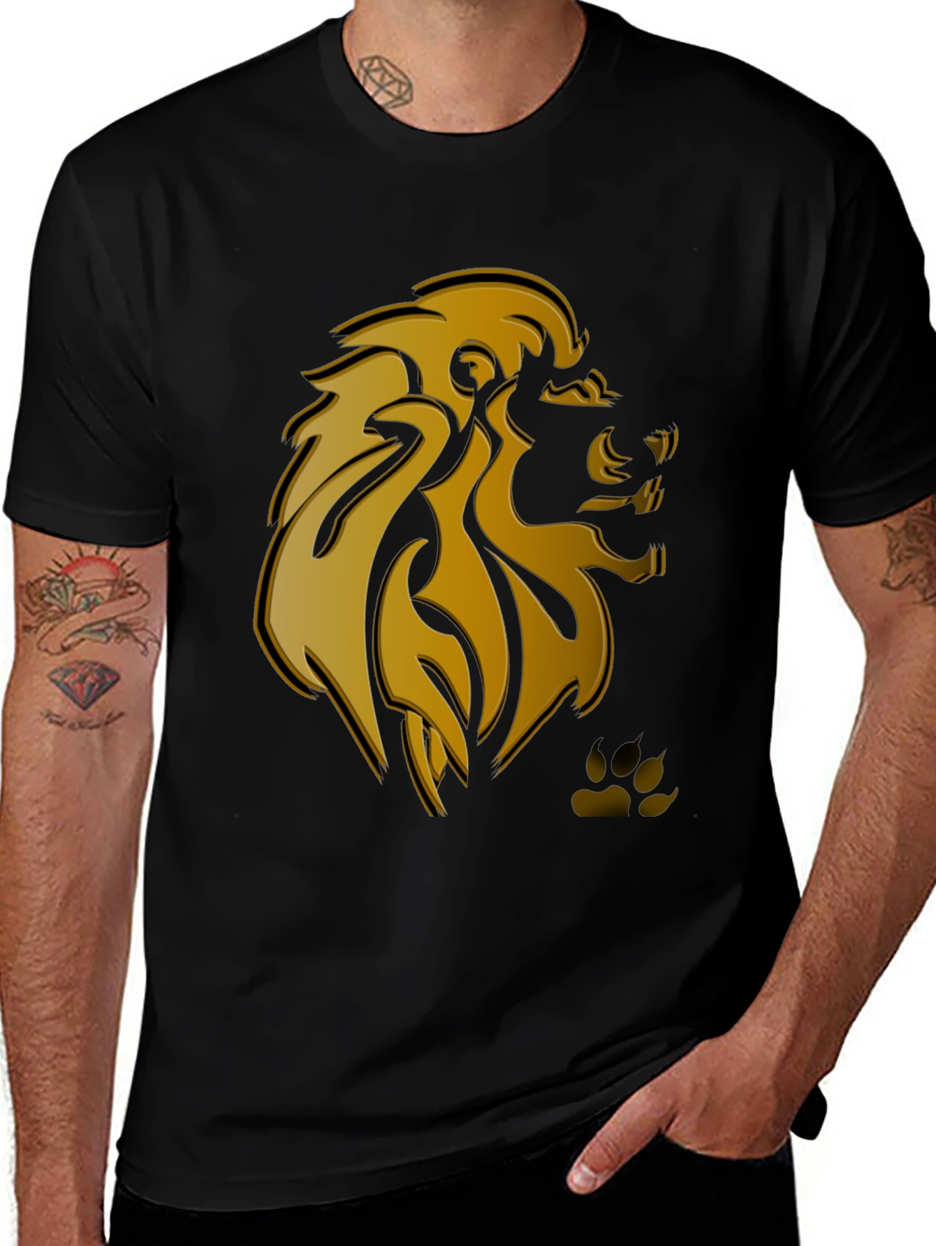 Variant 16 of Lion Head Graphic T-Shirt - Stylish Black Tee