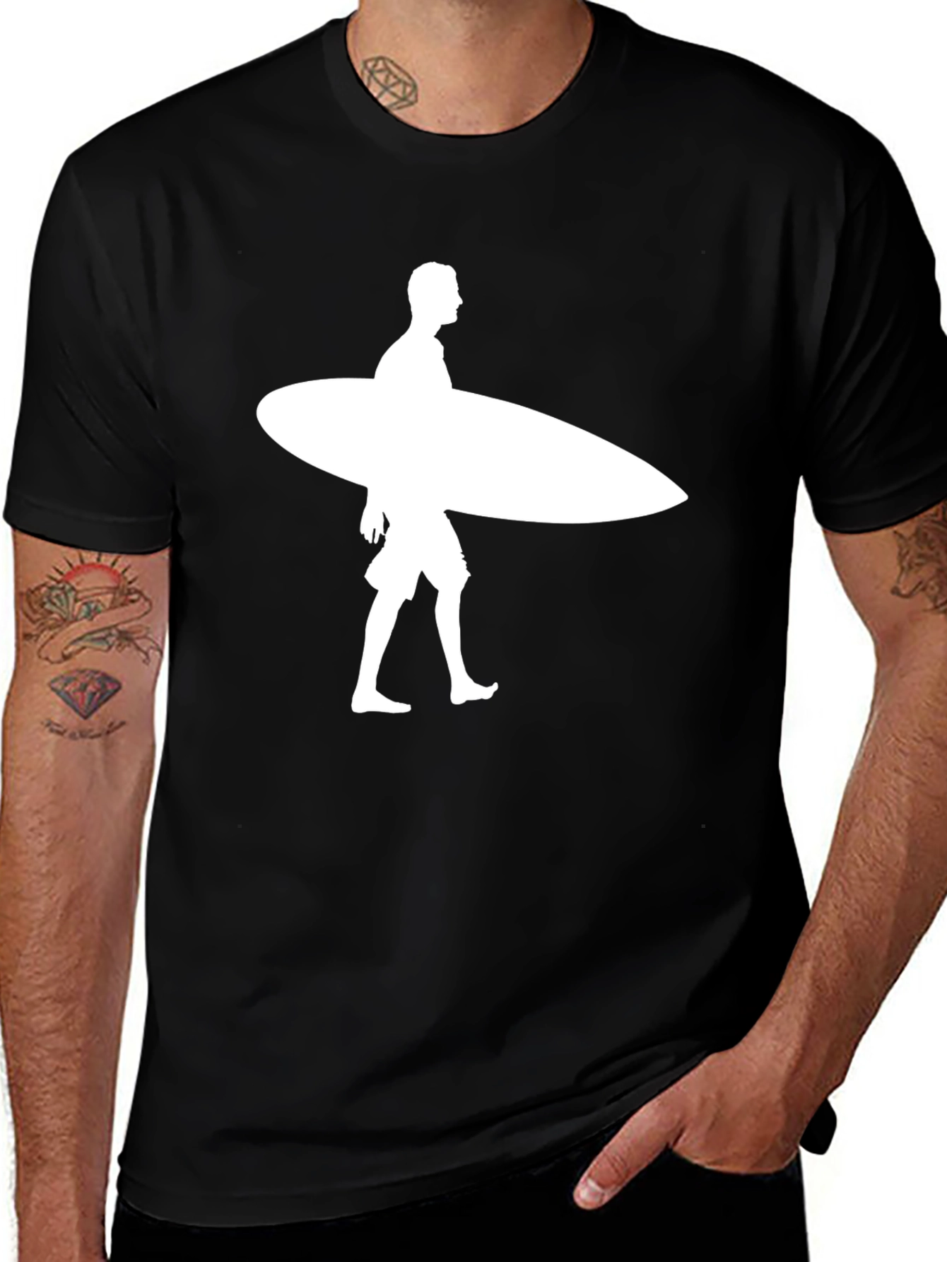 Variant 16 of Surfer Silhouette Graphic Tee - Casual Black T-Shirt