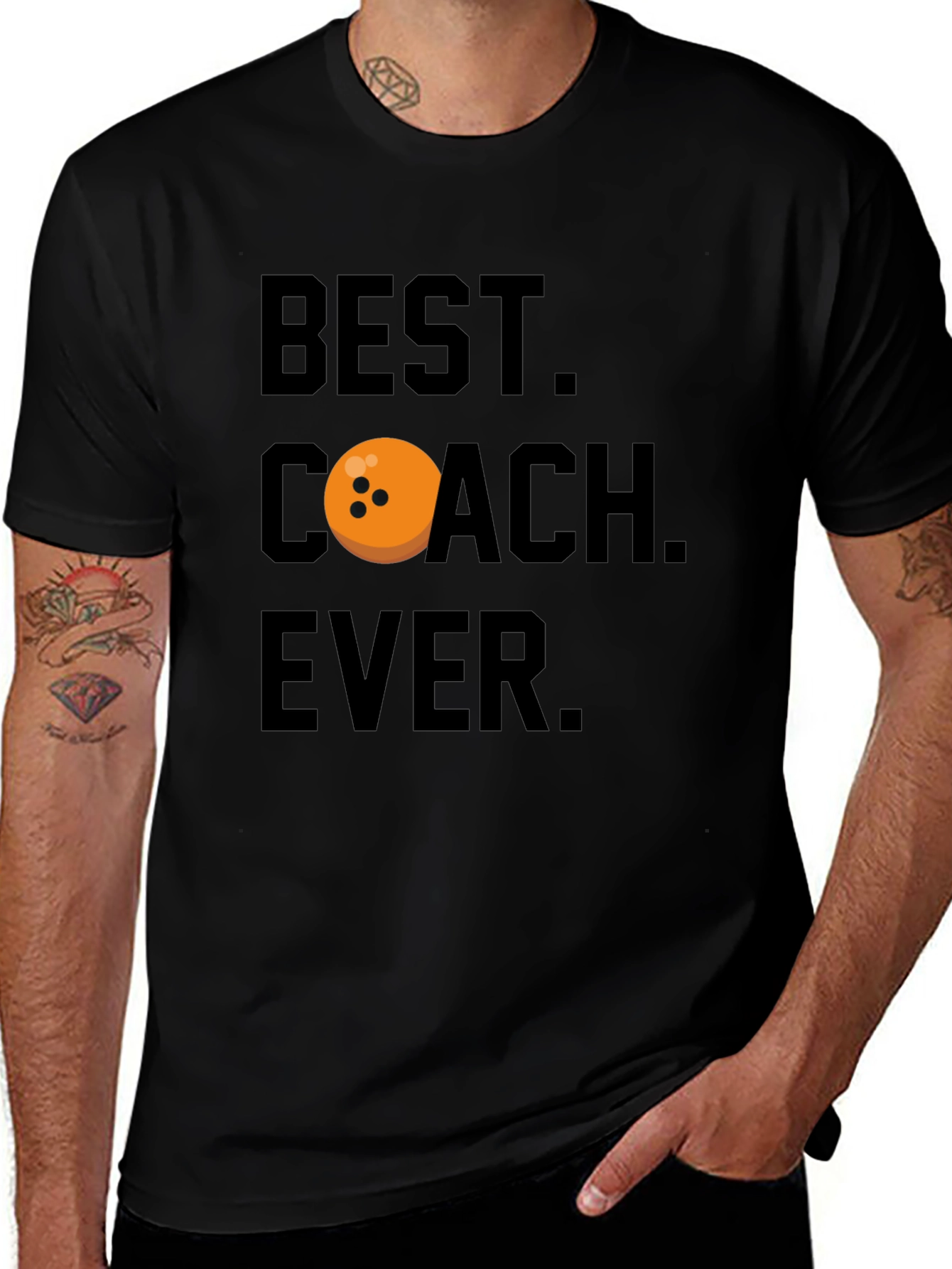 Black Best Coach Ever Bowling T-Shirt main image