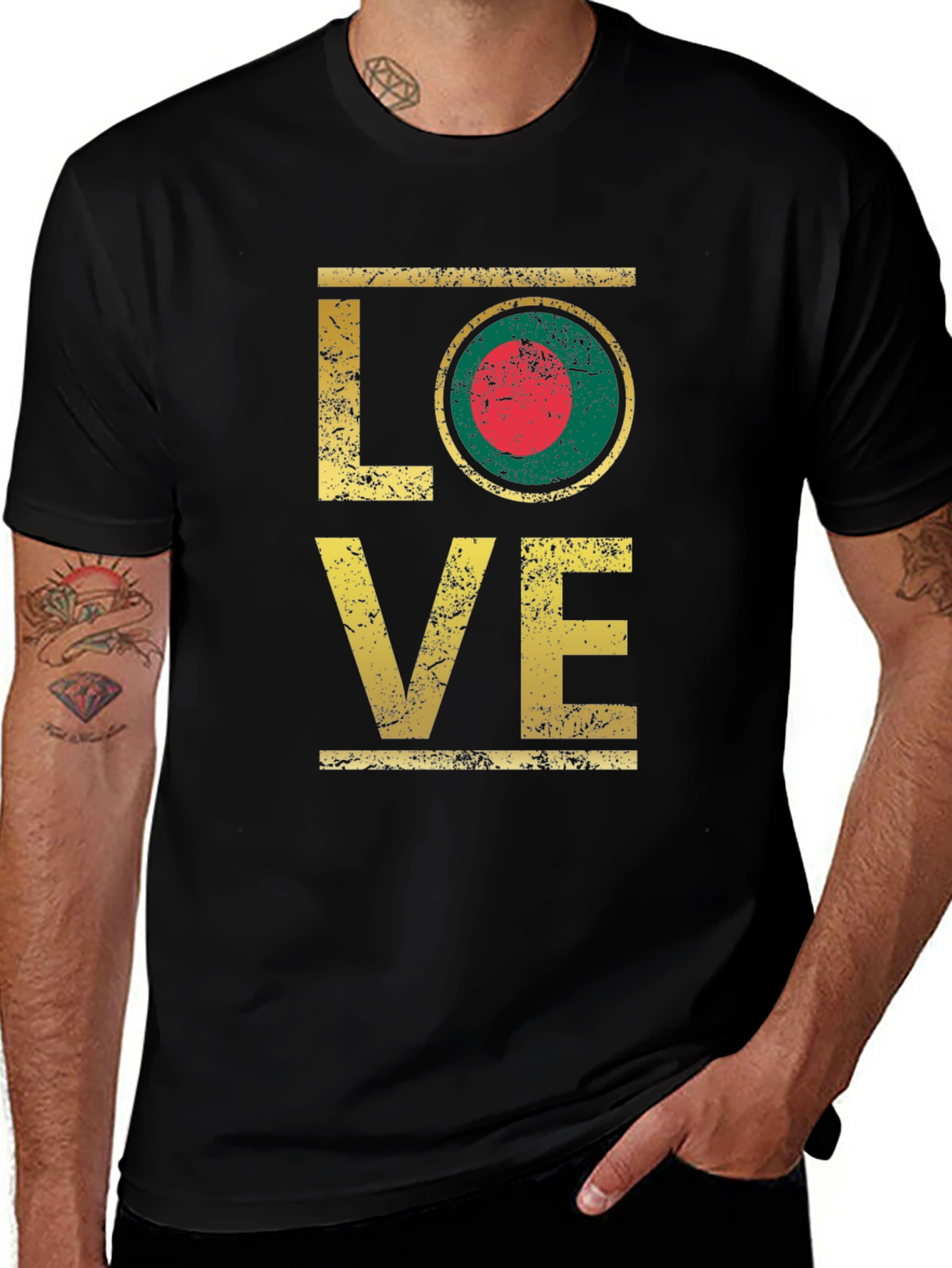 Variant 3 of Bangladesh Flag LOVE T-Shirt