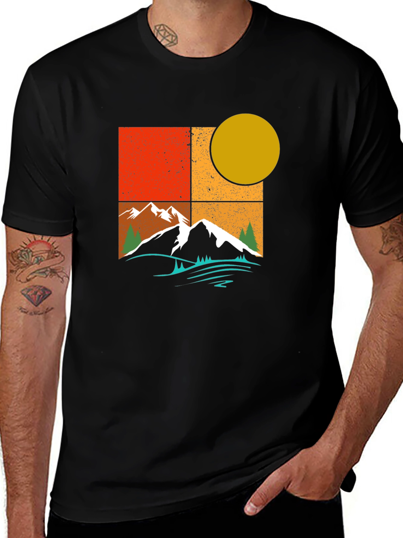 Variant 11 of Mountain Graphic Tee - Retro Style