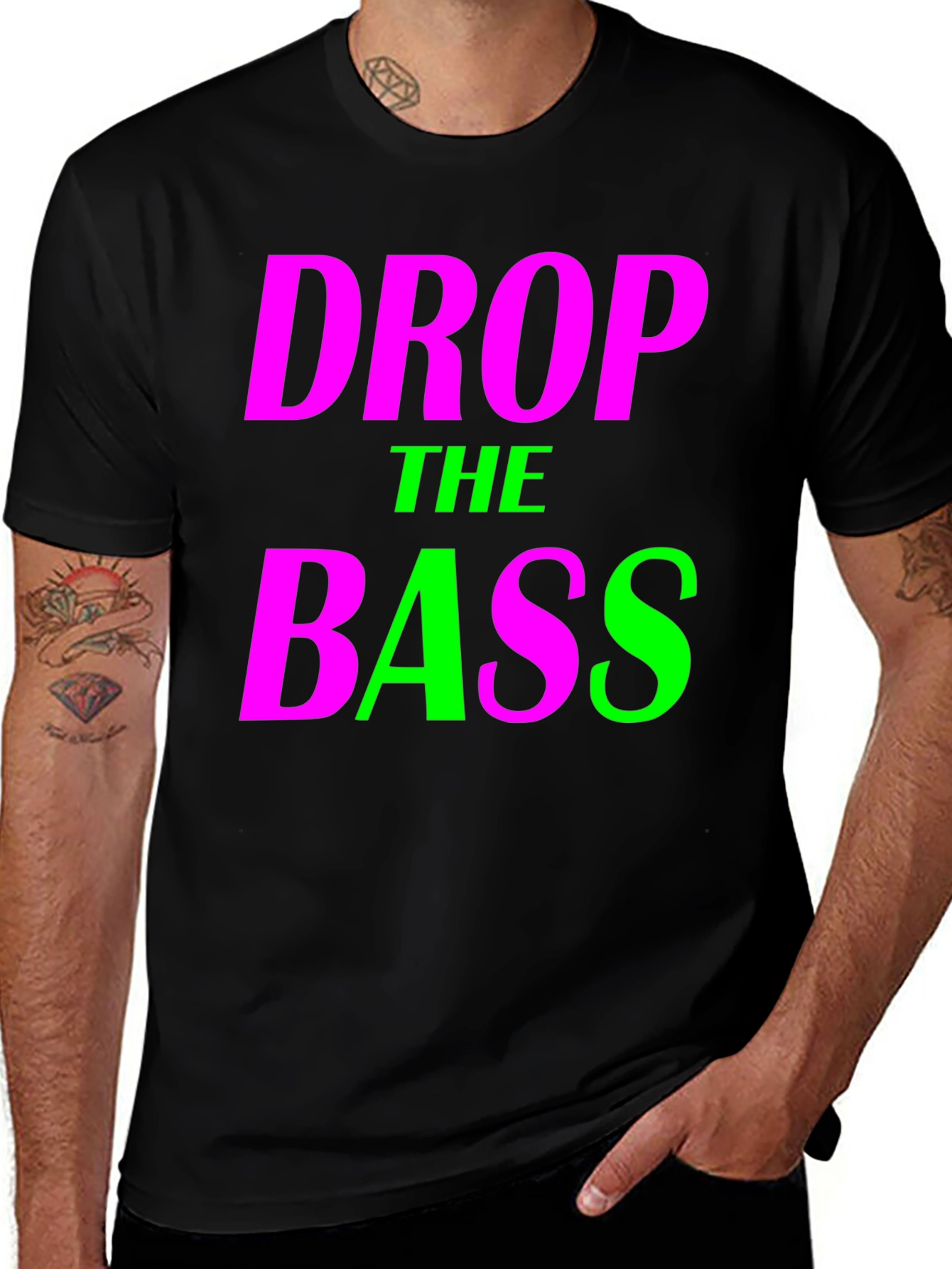 Variant 13 of Drop the Bass Graphic Tee - EDM Rave Style Shirt