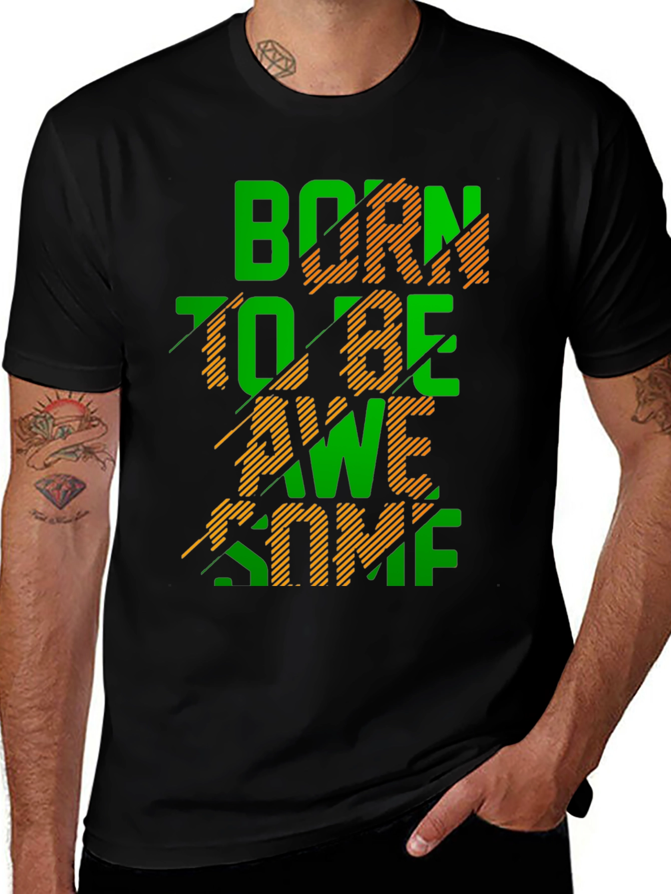 Variant 19 of Born to be Awesome Graphic Print Black T-Shirt