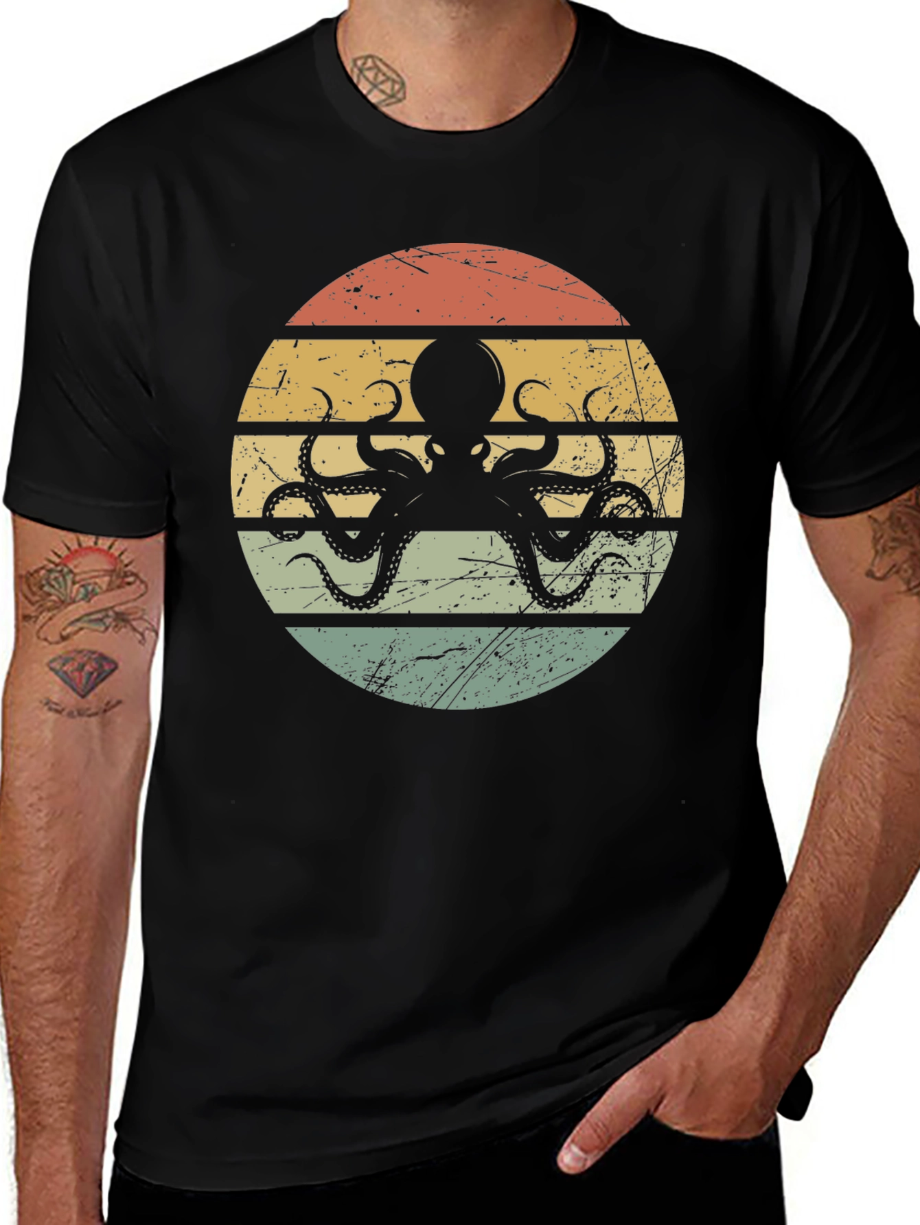 Variant 9 of Retro Octopus Sunset T-Shirt