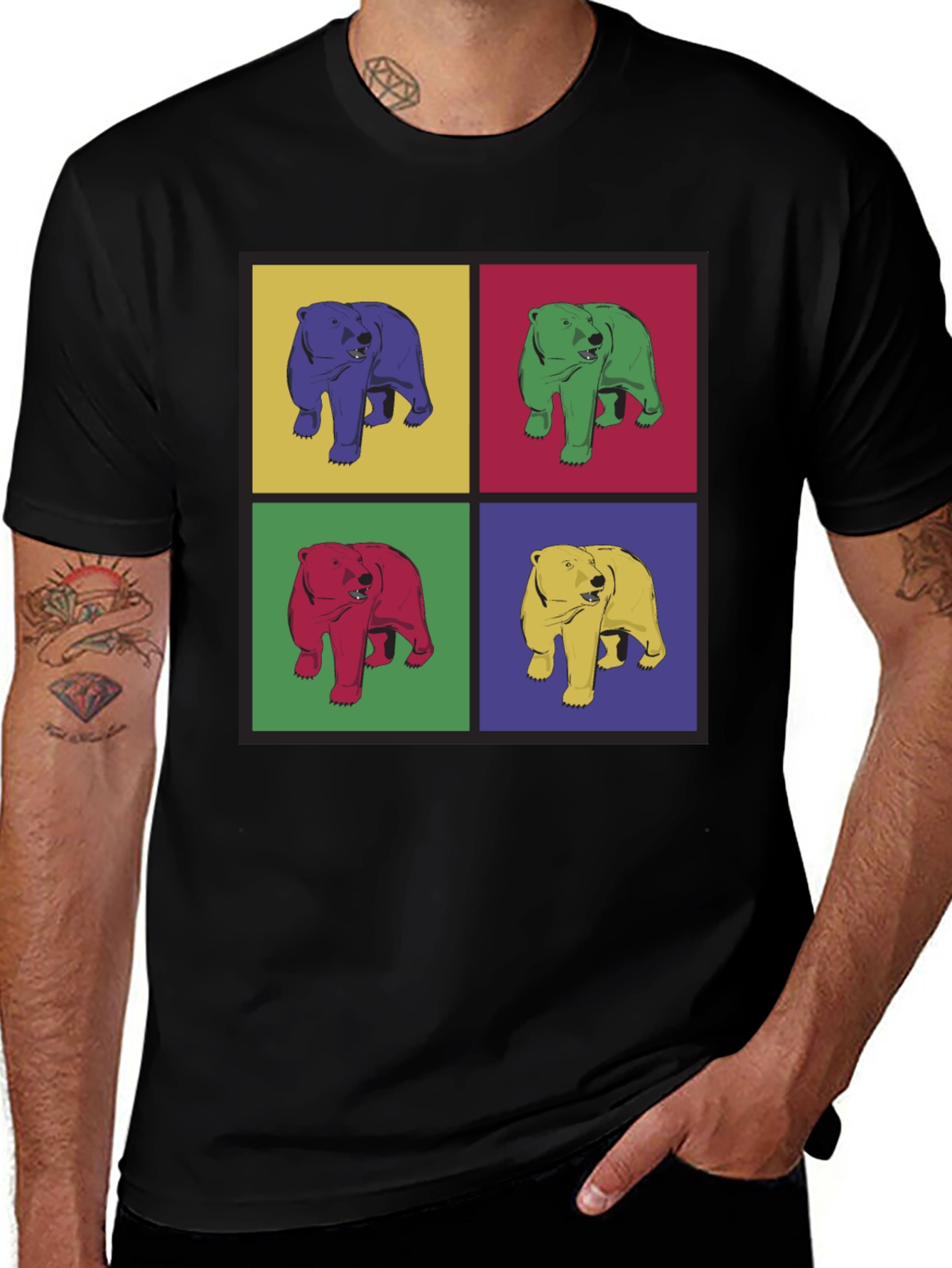 Pop Art Bear Graphic T-Shirt - Unique Design Tee