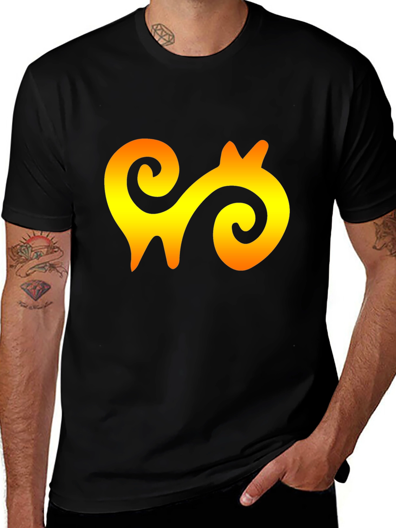 Fiery Adinkra Symbol Black T-Shirt