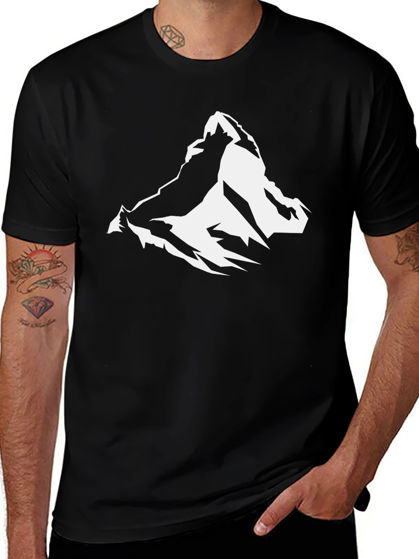 Variant 22 of Mountain Graphic Black T-Shirt