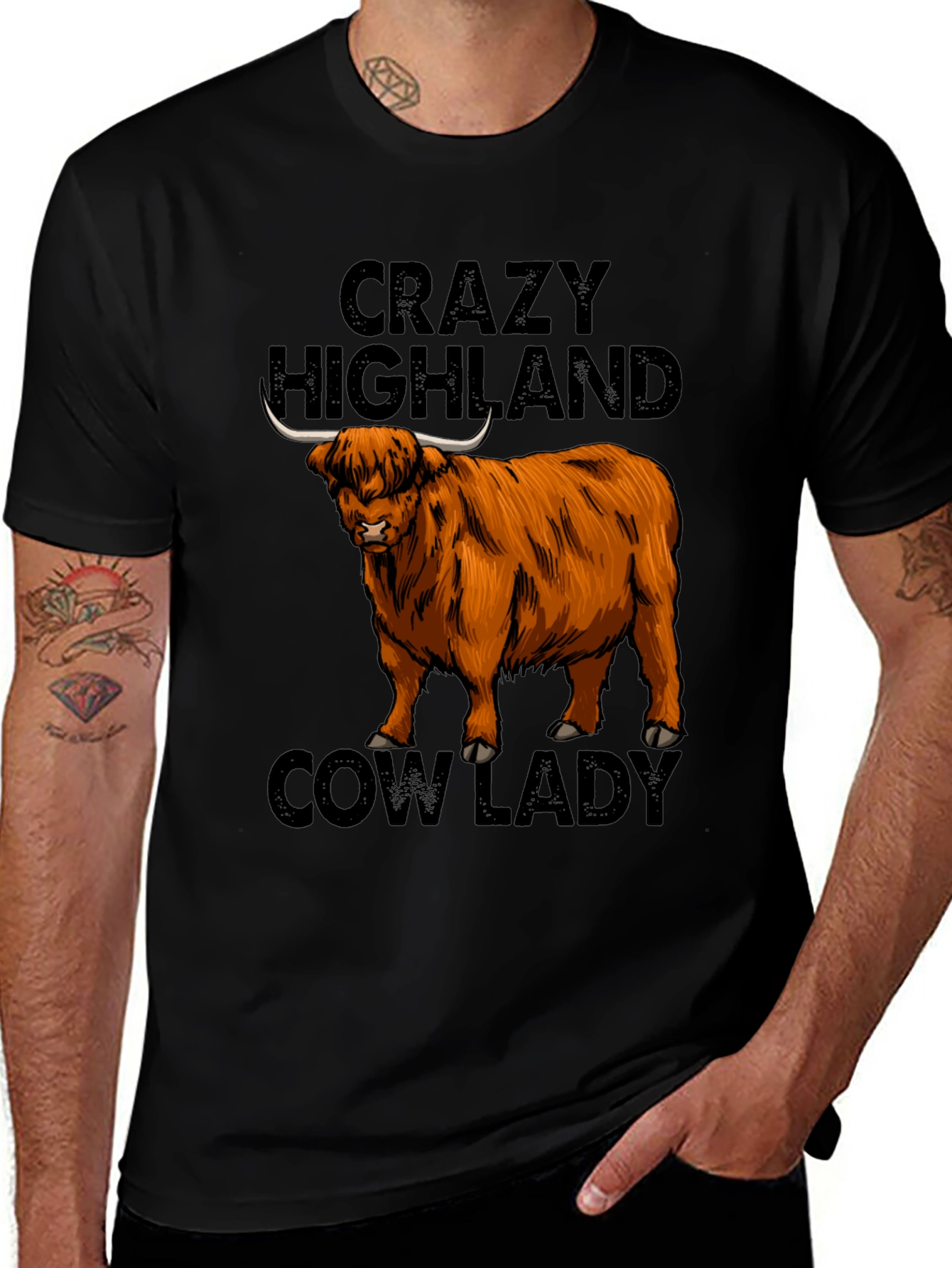 Variant 13 of Crazy Highland Cow Lady T-Shirt