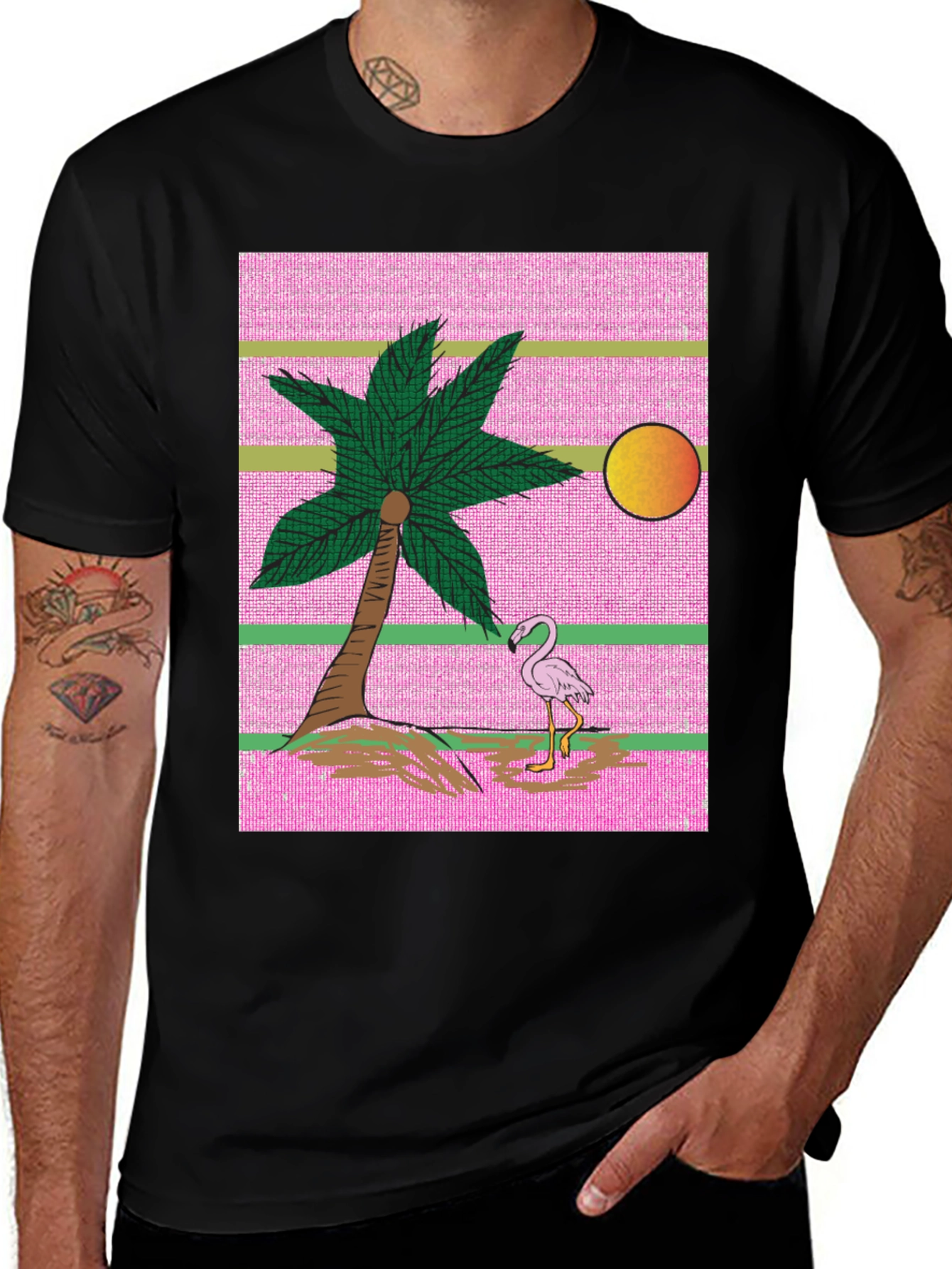 Retro Flamingo Palm Tree T-Shirt