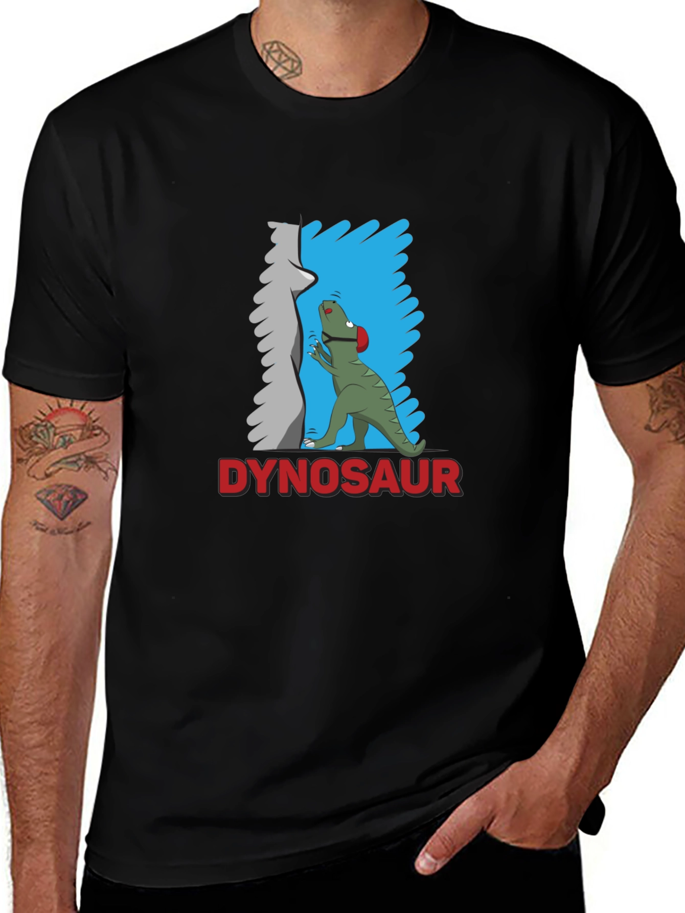 Variant 24 of Dynosaur Climbing Graphic T-Shirt - Black