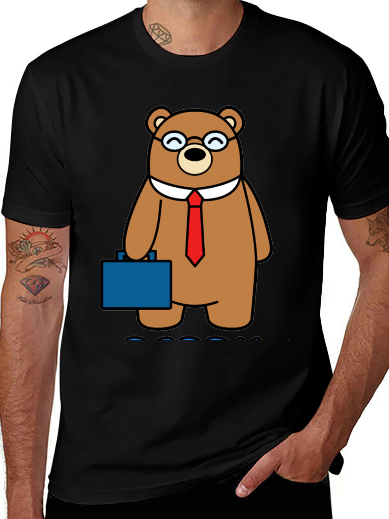 Variant 30 of Bear with Briefcase Black T-Shirt