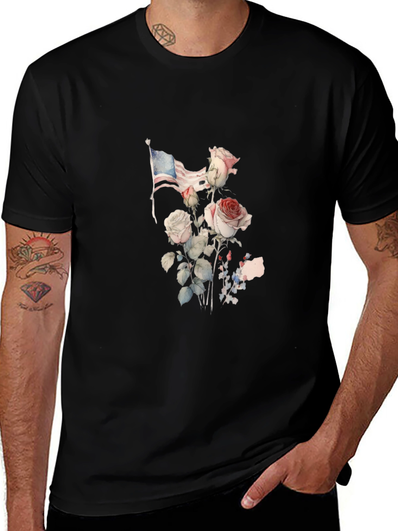 Floral American Flag Graphic Tee
