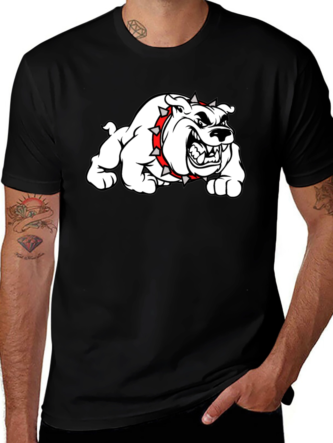 Variant 21 of Men's Black Bulldog Graphic T-Shirt