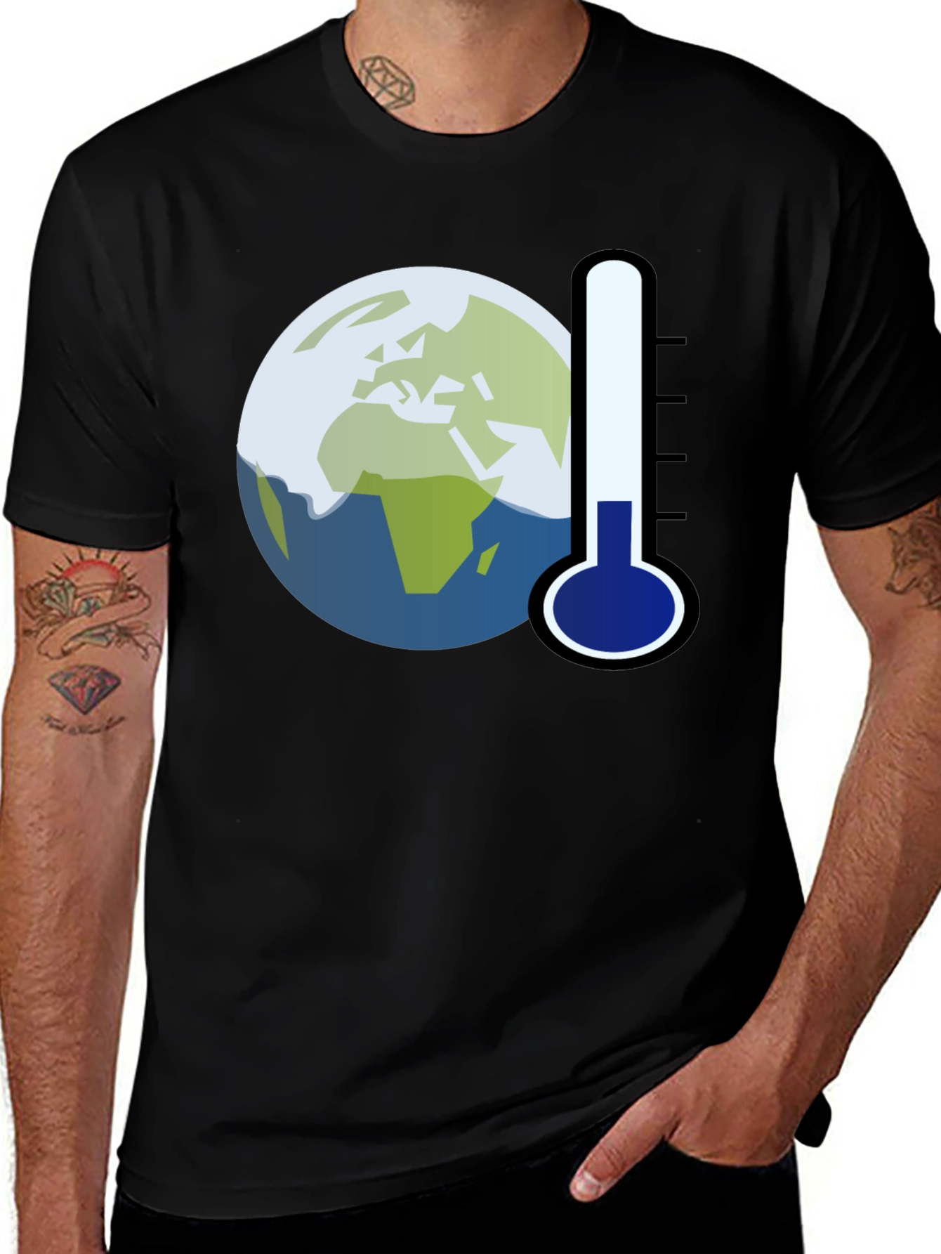 Variant 8 of Global Warming Tee: Earth Thermometer Graphic T-Shirt