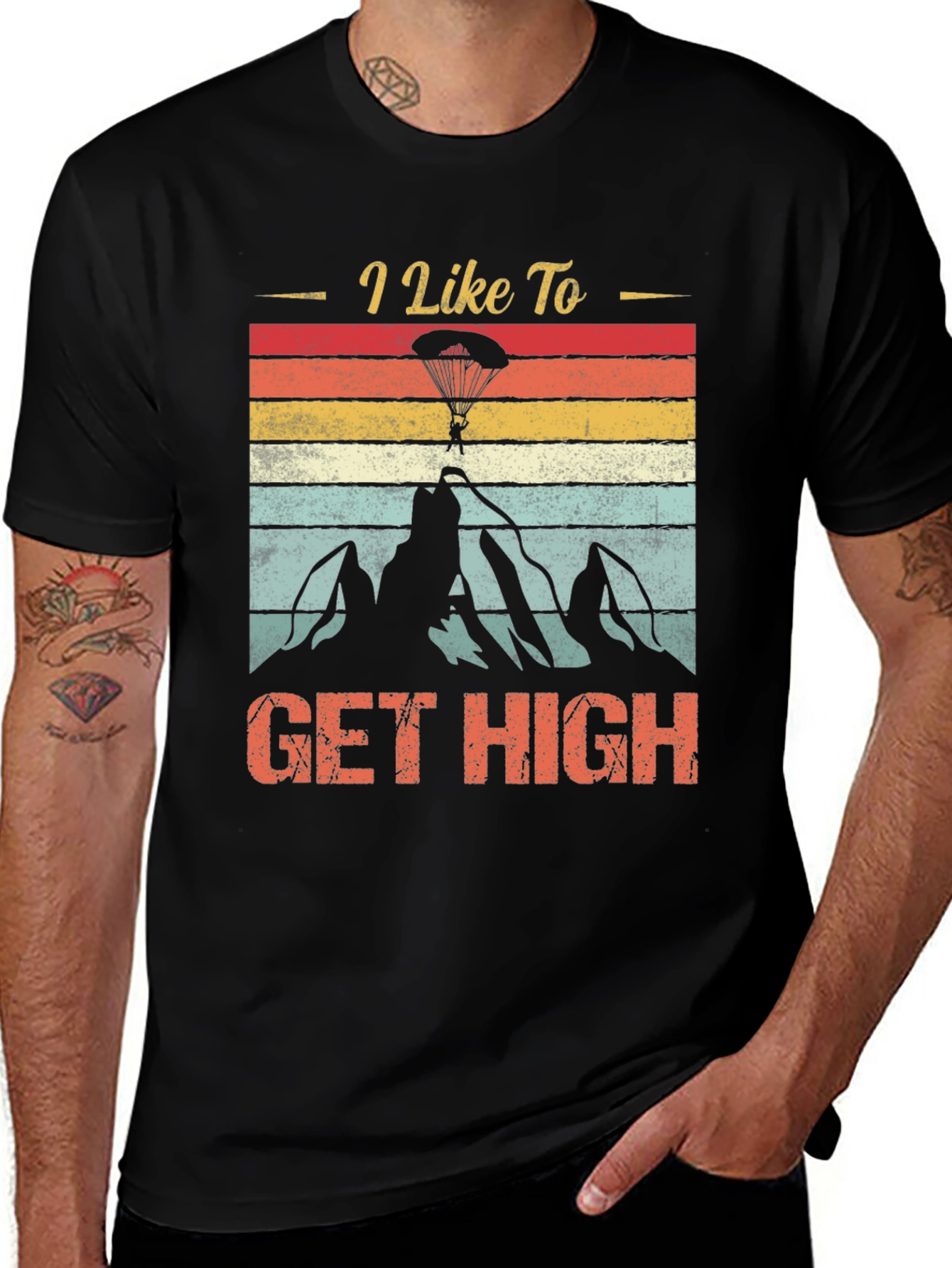 Variant 12 of I Like To Get High T-Shirt - Paragliding Mountain Design
